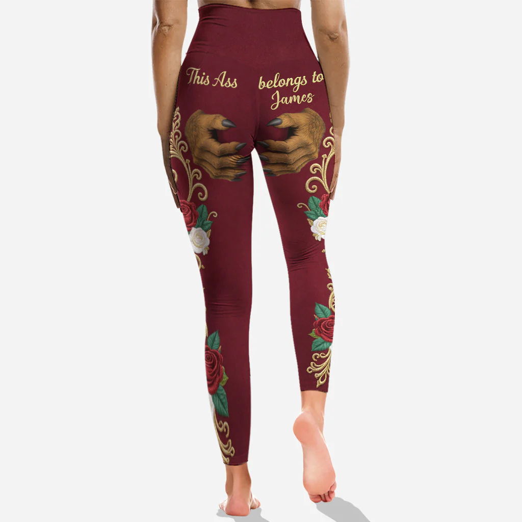 This Ass Belongs To Him - Personalized Hoodie and Leggings - Gift For Her, Couple HH01 - Image 4