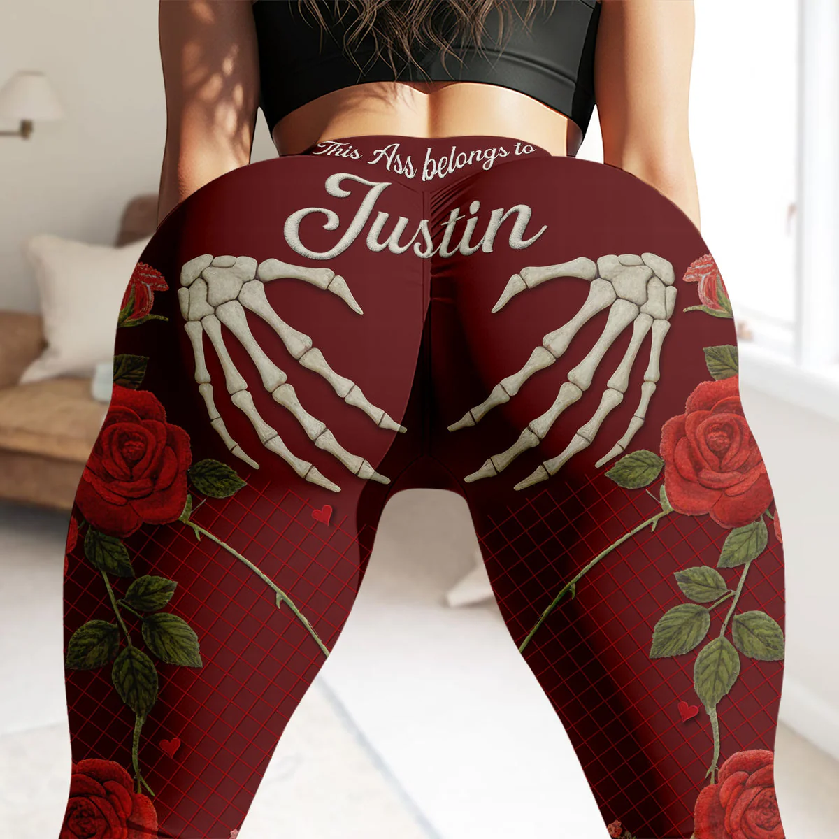 This Ass Belongs To Him - Personalized Leggings - Gifts For Her, Naughty Couple, Skeleton HH01 - Image 4