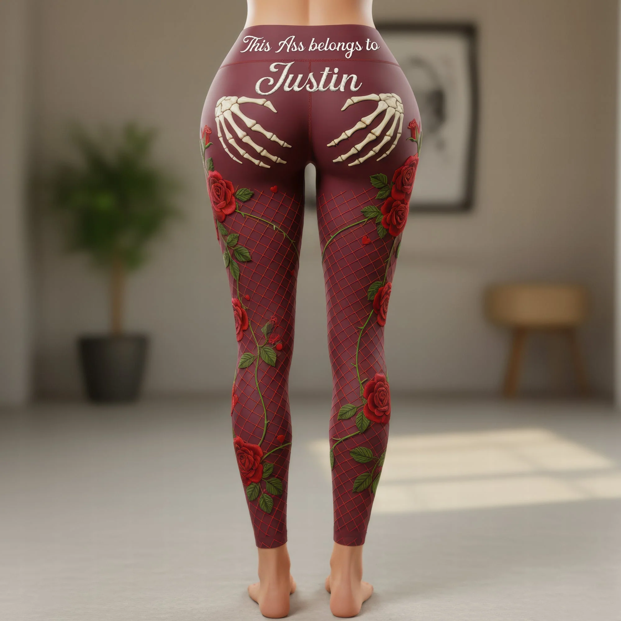 This Ass Belongs To Him - Personalized Leggings - Gifts For Her, Naughty Couple, Skeleton HH01 - Image 5