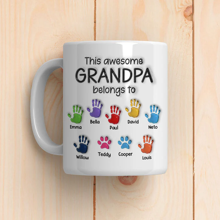 This Awesome Dad Grandpa Belongs To - Personalized 3D Inflated Effect Ceramic Mug - Gift For Dad, Grandpa, Father's Day NA94 - Image 2