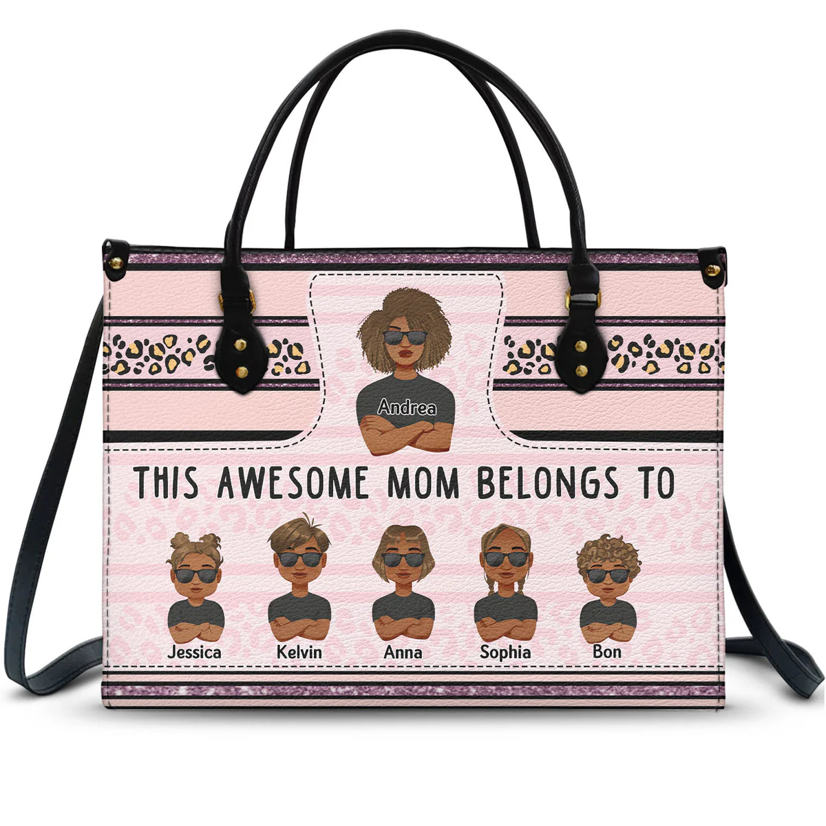 This Awesome Mom Belongs To  - Personalized Leather Bag - Gift For Mother, Grandma, Grandmother, Mother's Day | CL50 NA94 - Image 2
