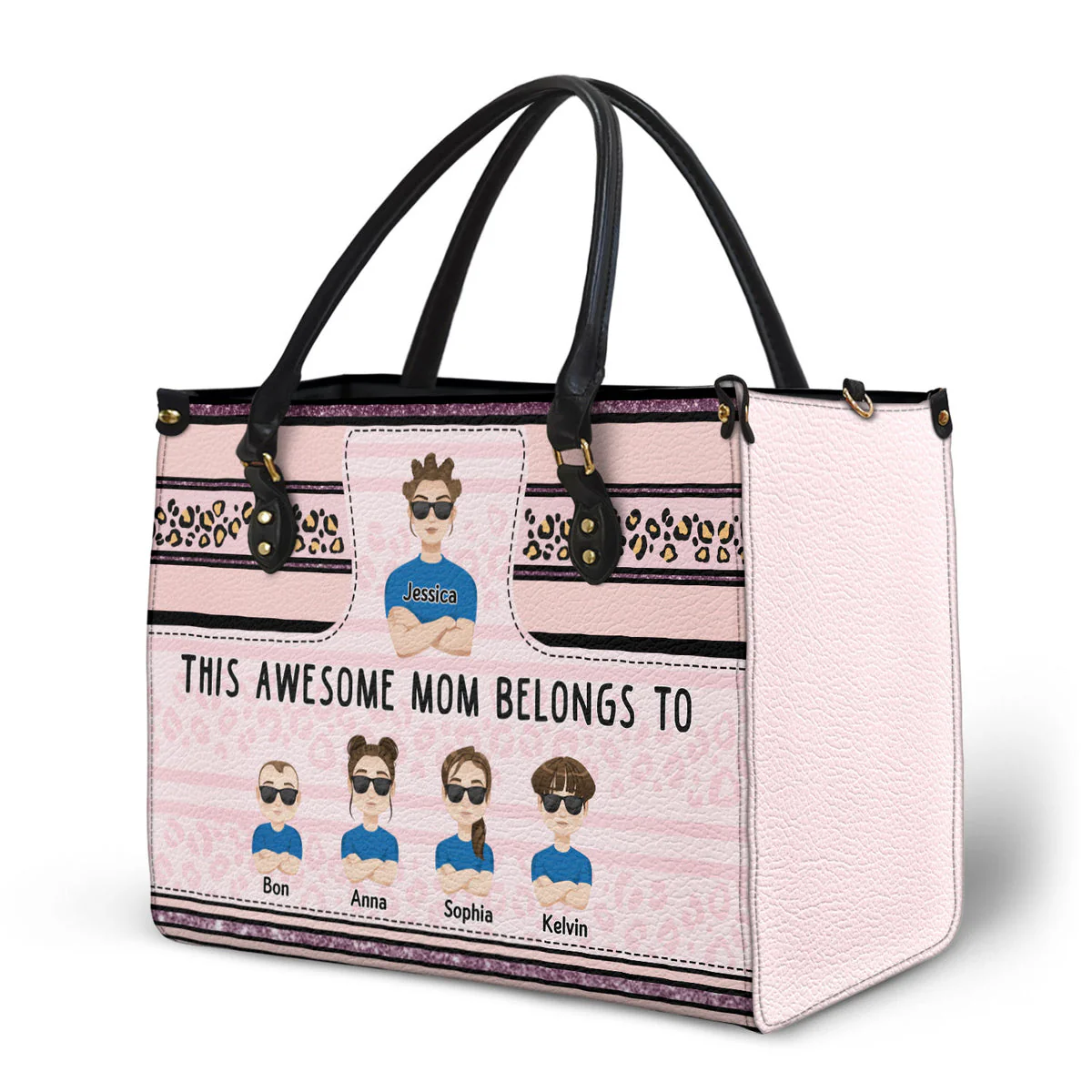 This Awesome Mom Belongs To  - Personalized Leather Bag - Gift For Mother, Grandma, Grandmother, Mother's Day | CL50 NA94 - Image 3