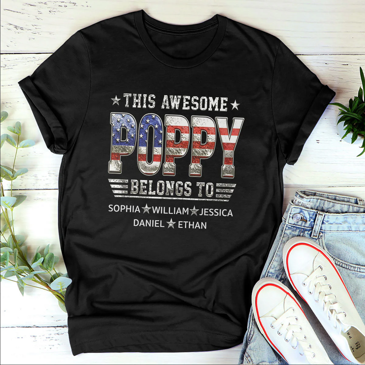 This Awesome Poppy Belongs To - Personalized Shirt - Gift For Dad, Grandpa - Image 5