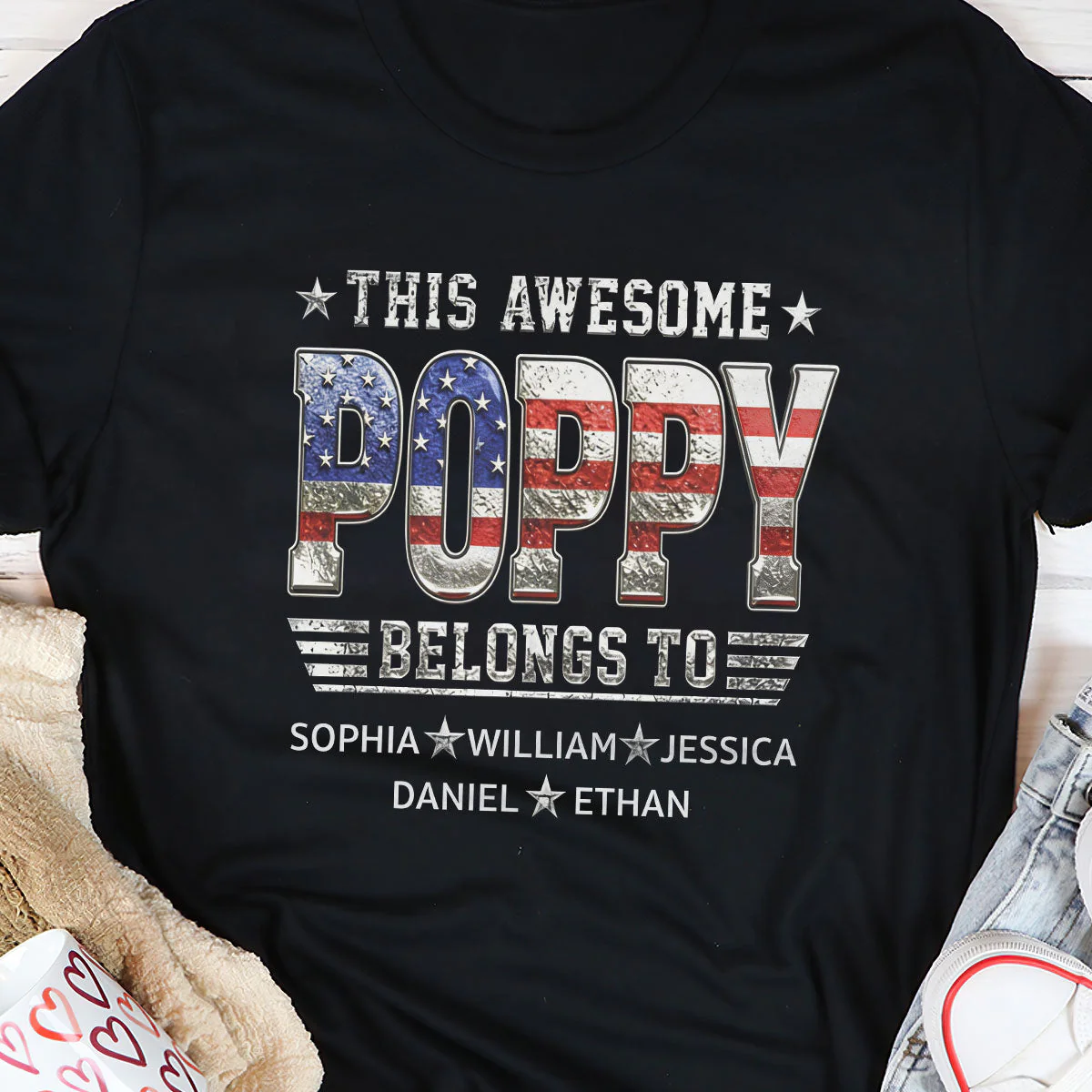 This Awesome Poppy Belongs To - Personalized Shirt - Gift For Dad, Grandpa - Image 6
