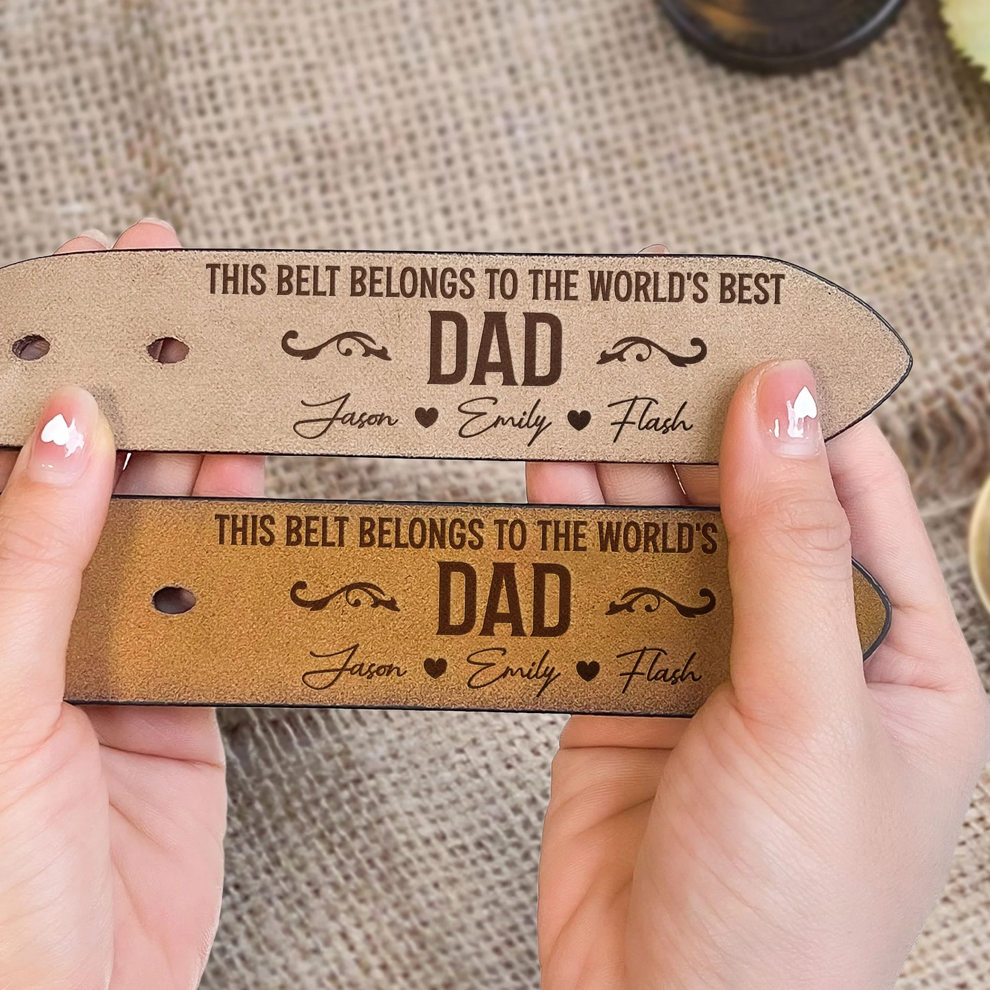 This Belt Belongs To The World's Best Dad - Gift For Dad - Personalized Engraved Leather Belt - Image 2