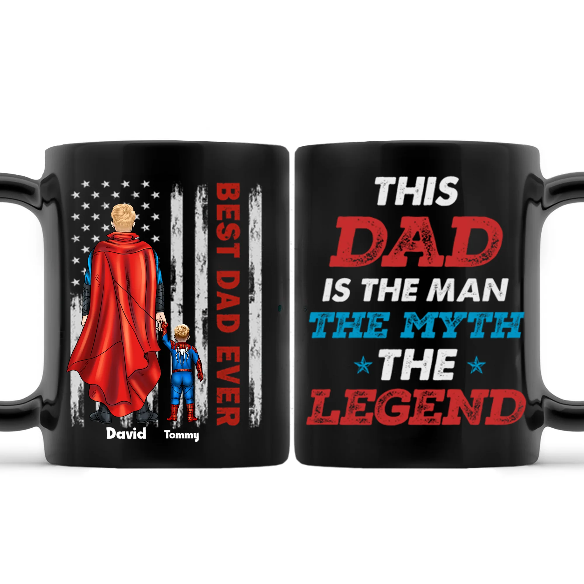 Super Hero This Dad Is The Man The Myth The Legend - Gift For Dad - Personalized Black Mug - CL02 NA94 - Image 3