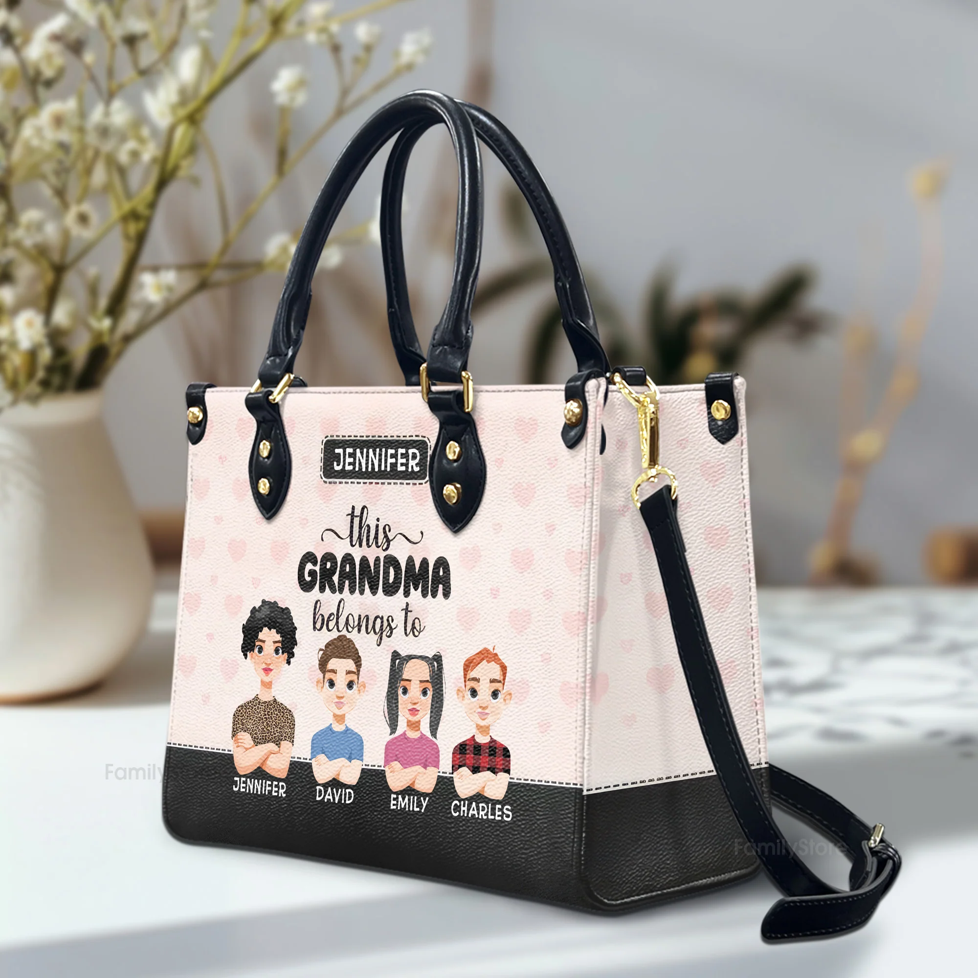 This Grandma Belongs To Us - Personalized Leather Bag - Gift For Mother, Grandma, Grandmother, Mother's Day | CL50 NA94 - Image 2