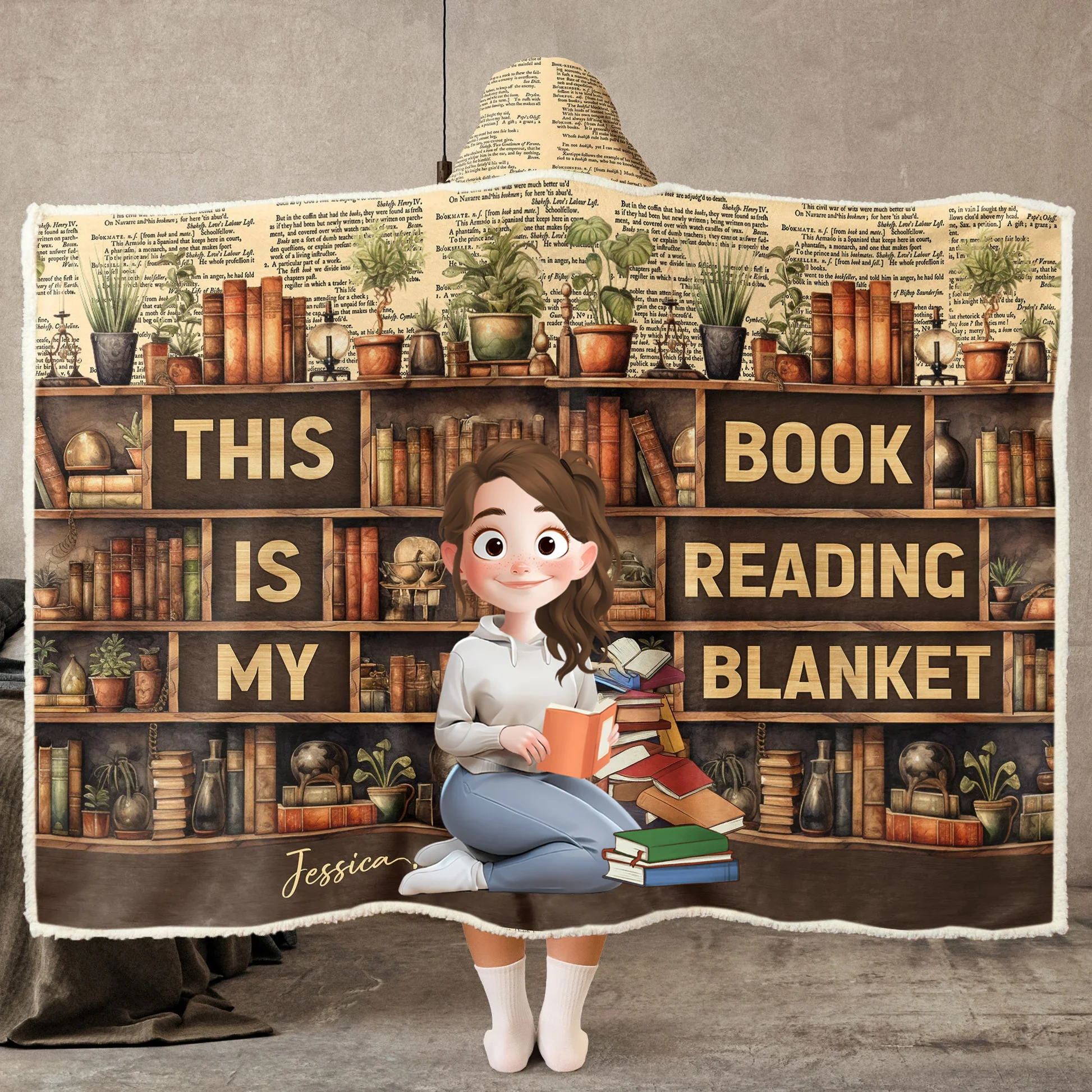 This Is My Book Reading Blanket - Personalized Wearable Blanket Hoodie| CLB1