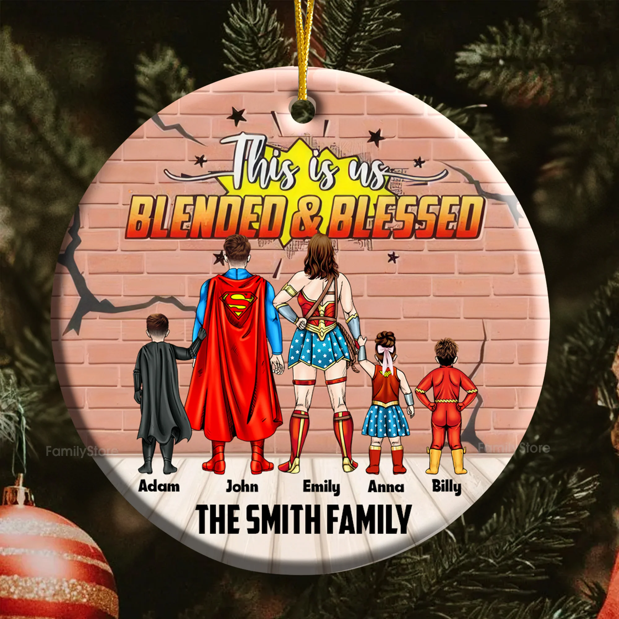 Super Hero This Is Us Blended And Blessed - Gift For Family - Personalized Ceramic Ornament - CL02 NA94 - Image 5
