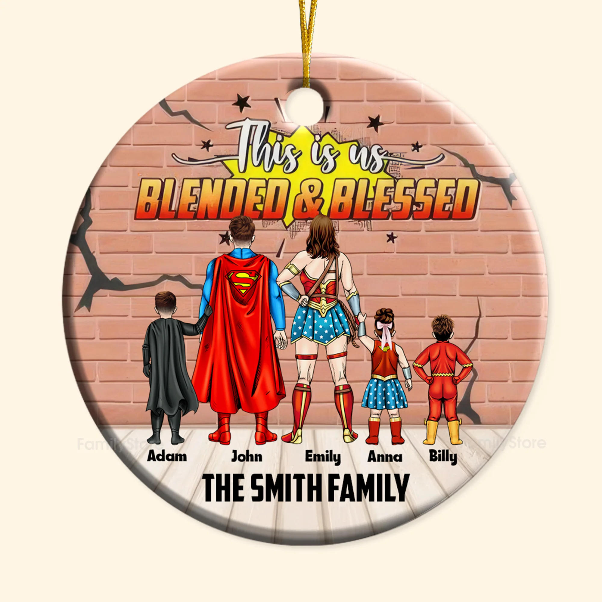 Super Hero This Is Us Blended And Blessed - Gift For Family - Personalized Ceramic Ornament - CL02 NA94 - Image 6