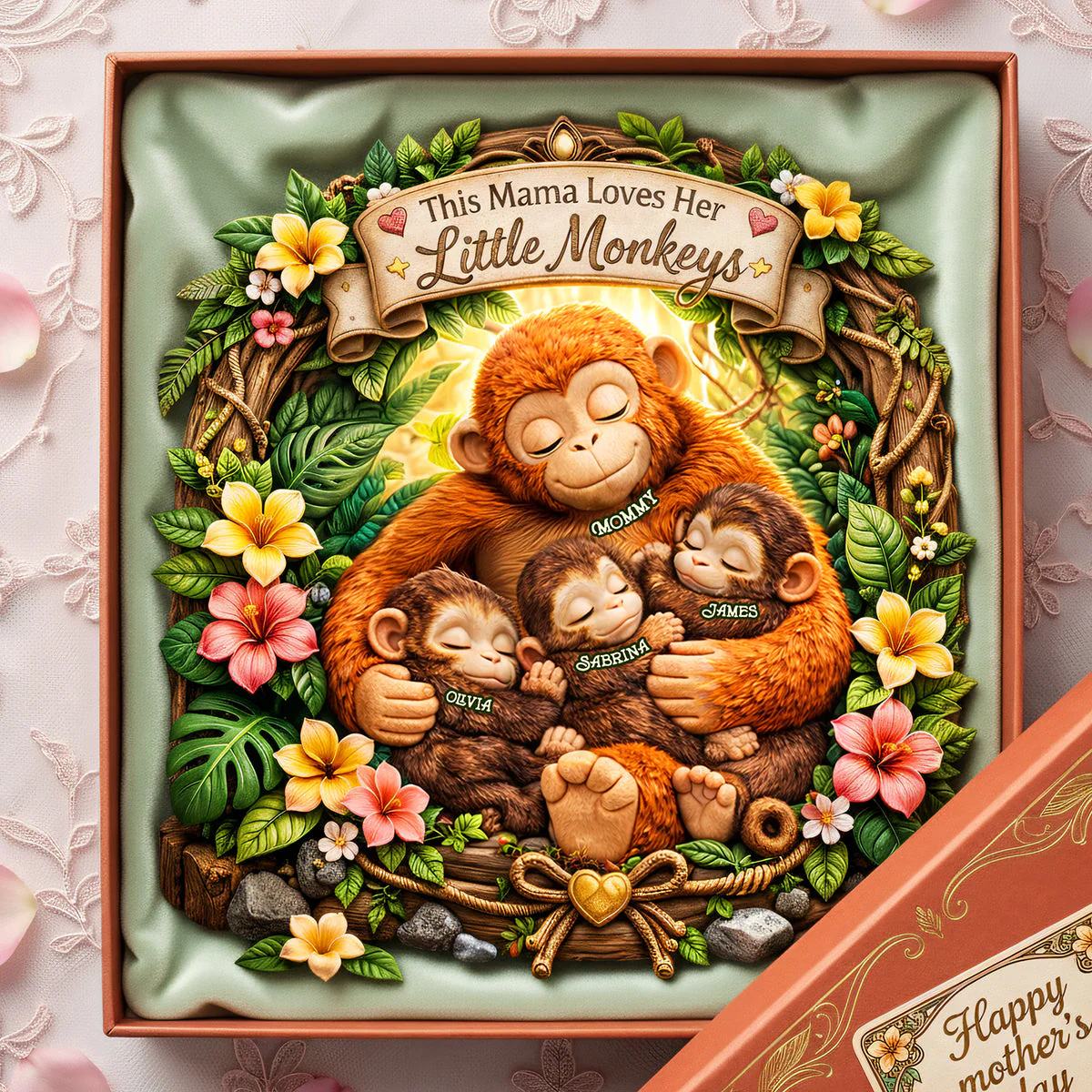 This Mama Loves Her Little Monkeys - Personalized Acrylic Plaque - Gifts For Mom VD01