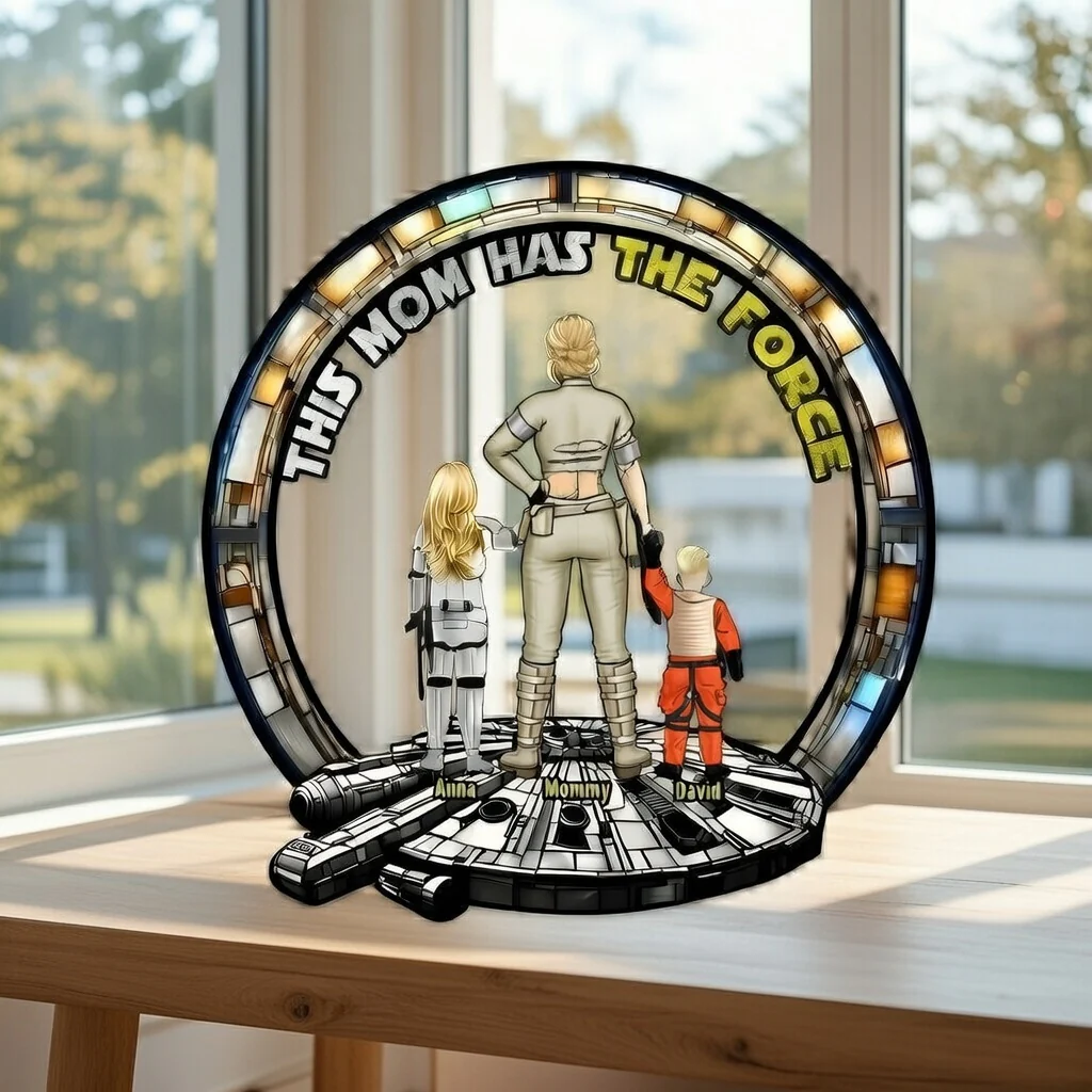 This Mom Has The Force - Personalized Shape Acrylic Plaque - Gift For Mom - Image 4