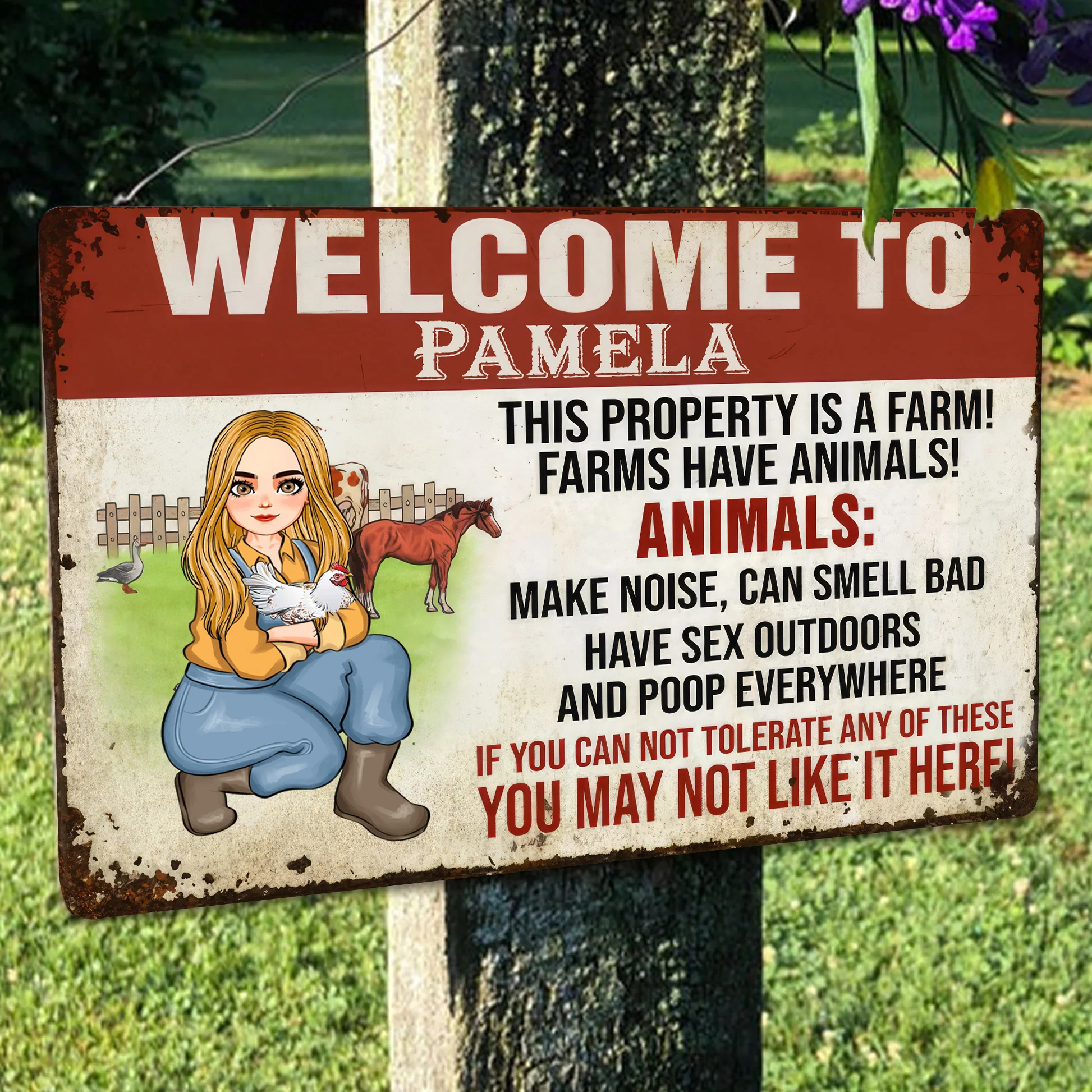 This Property Is A Farm - Personalized Metal Sign - Funny Gifts For Farmer, Gifts For Chicken Lover | GR17 NH96 - Image 3
