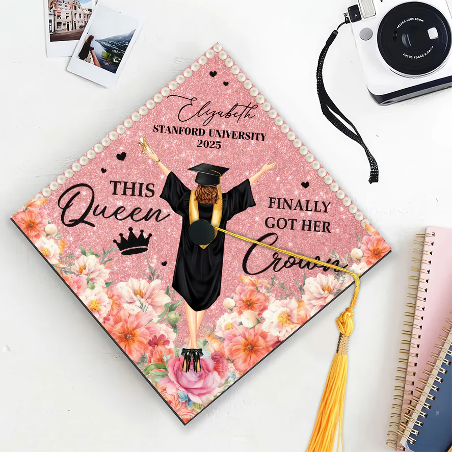 This Queen Finally Got Her Crown - Personalized Graduation Cap Topper | GR4 NA94 - Image 4