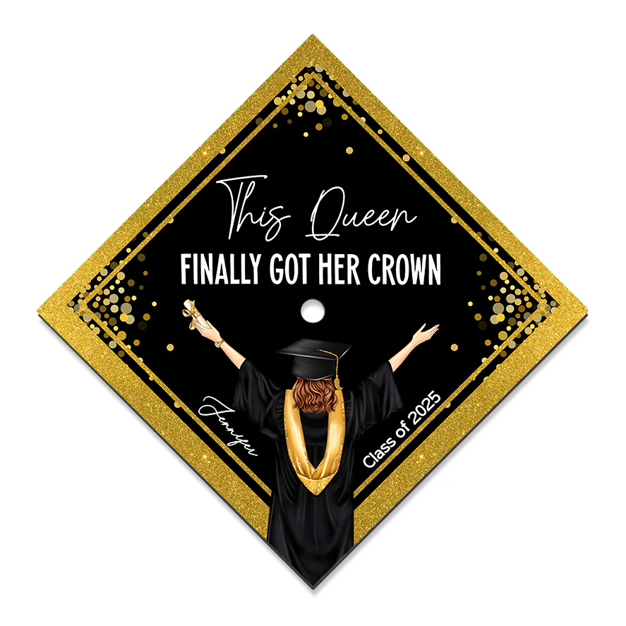 This Queen Finally Got Her Crown - Personalized Graduation Cap Topper | GR4 NA94 - Image 6
