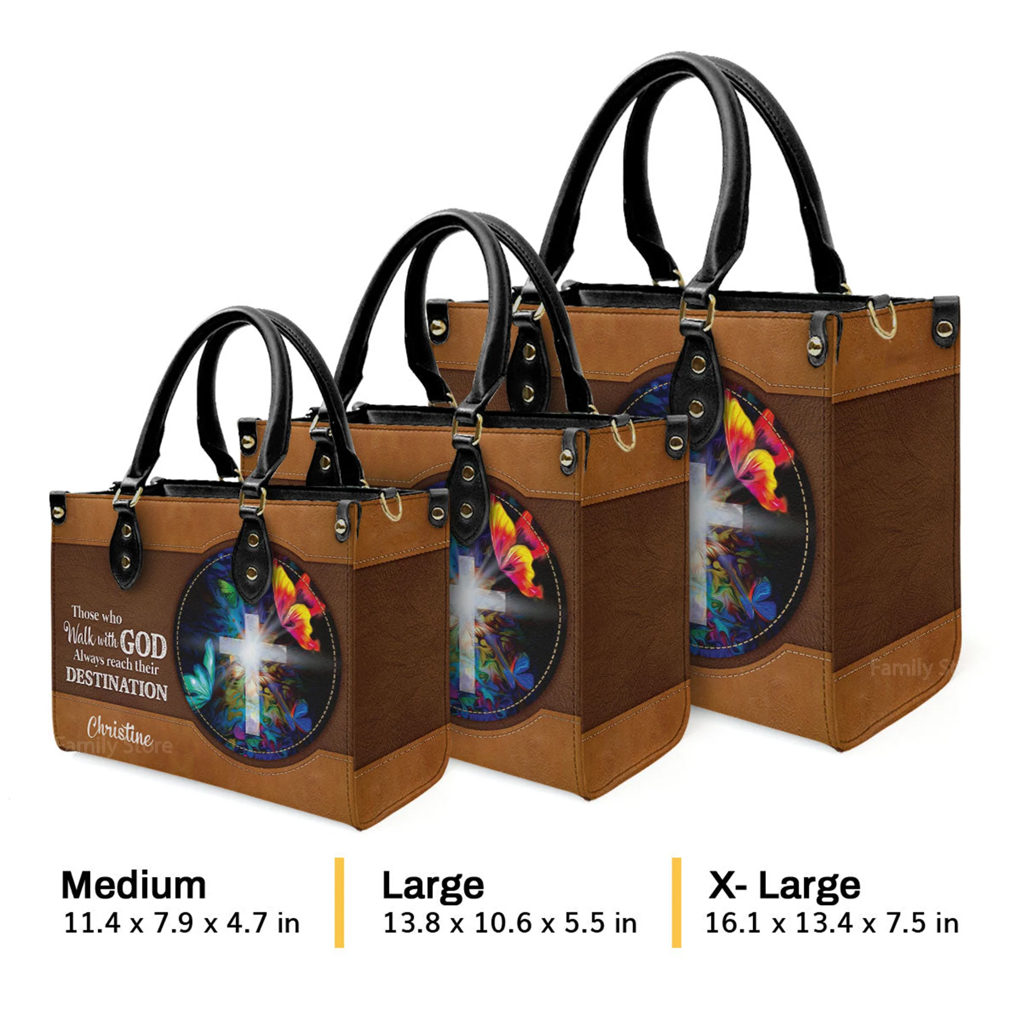 Those Who Walk With God Always Reach Their Destination - Thoughtful Gift For Christians - Personalized Leather Handbag With Handle - AT4081441 - Image 4