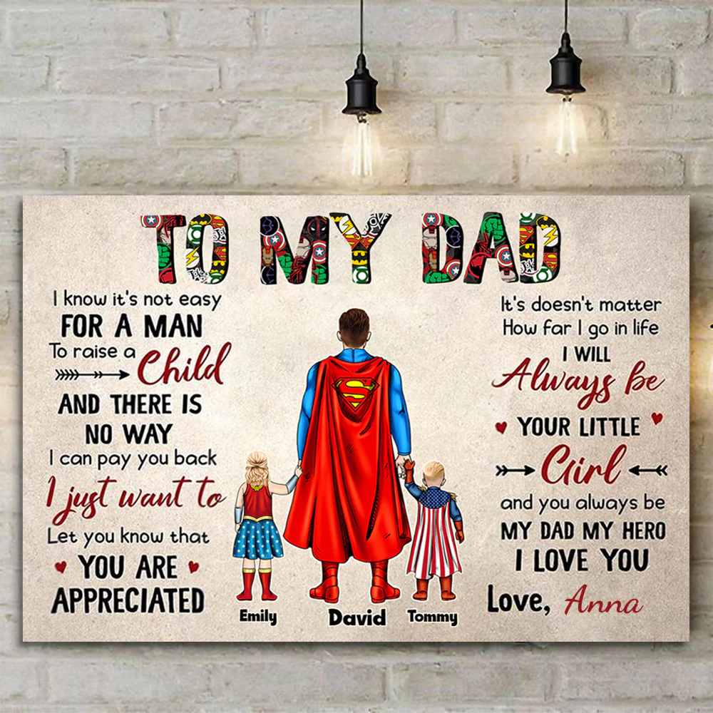 To My Dad I Know It's Not Easy For A Man - Gift For Father - Personalized Canvas Poster - Image 2