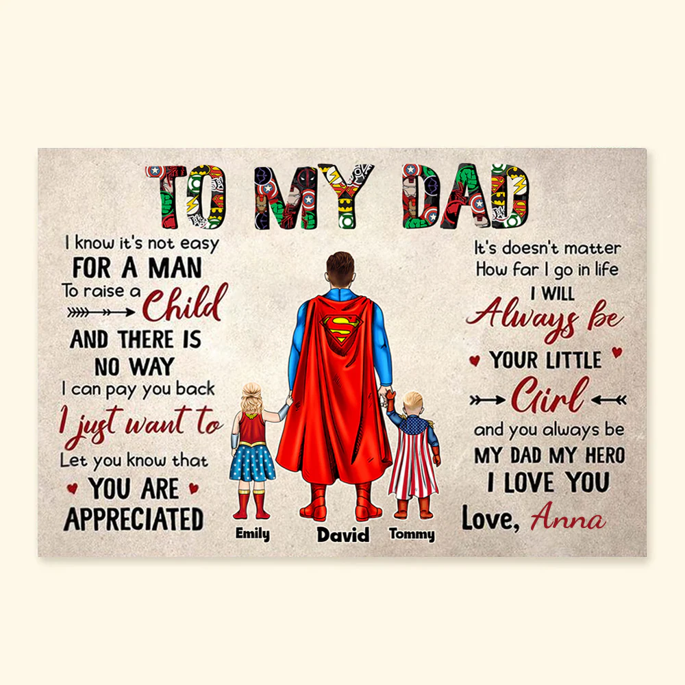 To My Dad I Know It's Not Easy For A Man - Gift For Father - Personalized Canvas Poster - Image 3