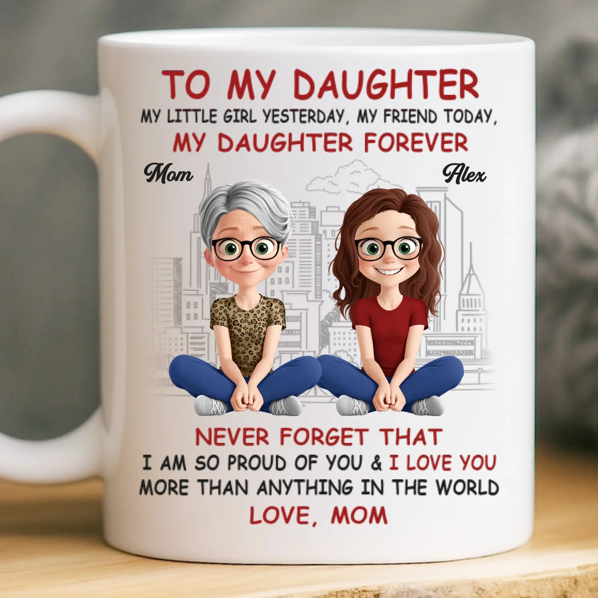 To My Daughter Forever My Girl - Personalized Ceramic Mug - Gift For Mom, Mother's Day | GR25 HN02 - Image 2