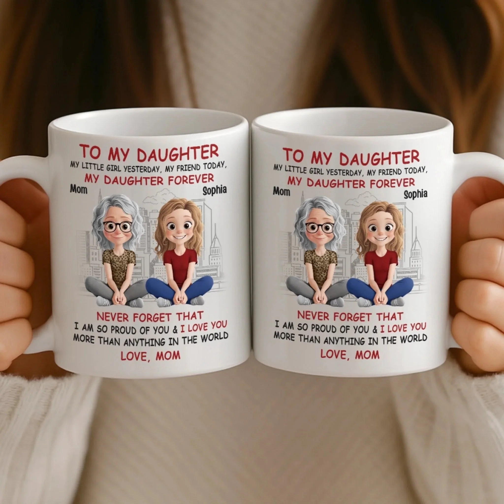 To My Daughter Forever My Girl - Personalized Ceramic Mug - Gift For Mom, Mother's Day | GR25 HN02 - Image 3