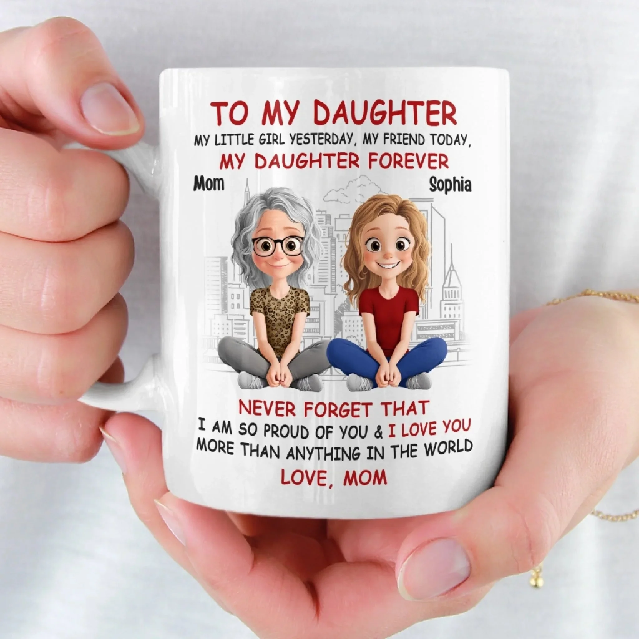 To My Daughter Forever My Girl - Personalized Ceramic Mug - Gift For Mom, Mother's Day | GR25 HN02 - Image 4