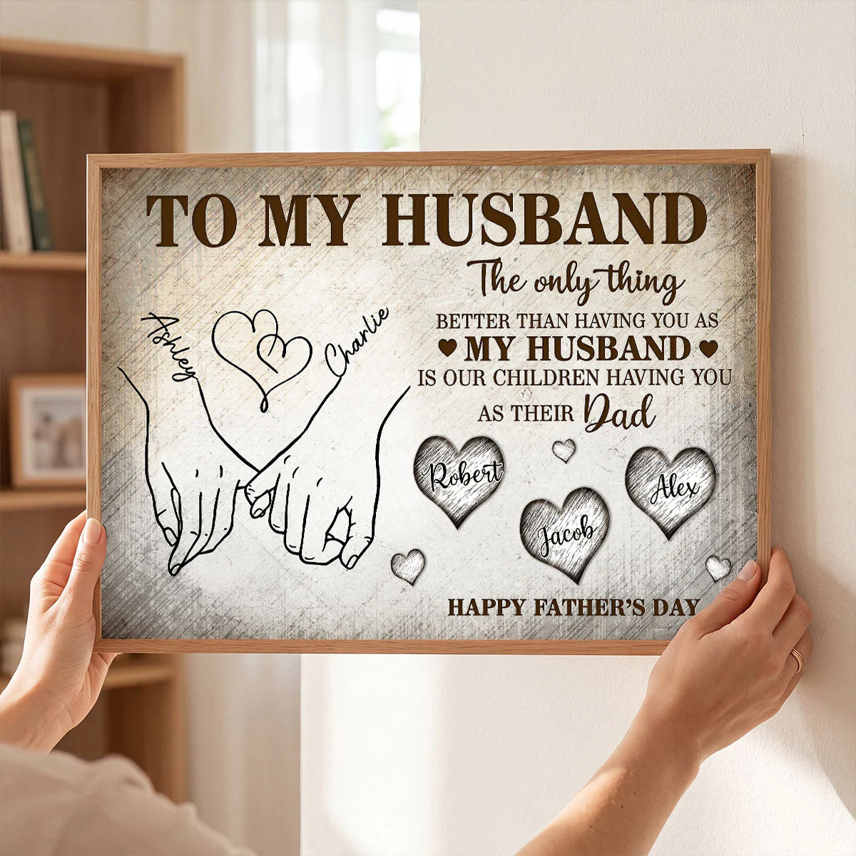 To My Husband Having You As My Husband Our Children Having You As Dad - Personalized Poster Canvas - Gift For Husband, Dad - Image 2