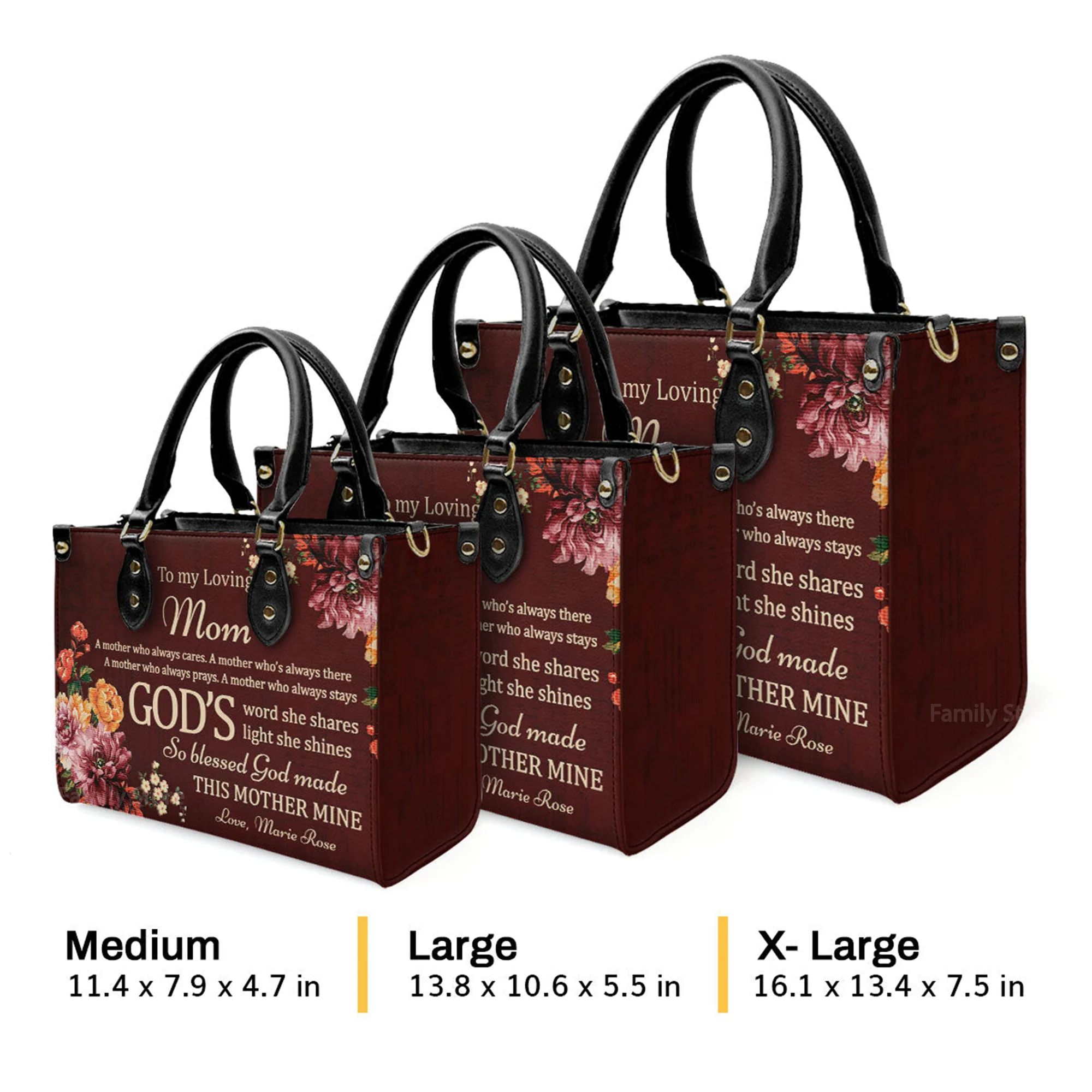 To My Loving Mom - Personalized Leather Handbag With Handle - AT4081444 - Image 4