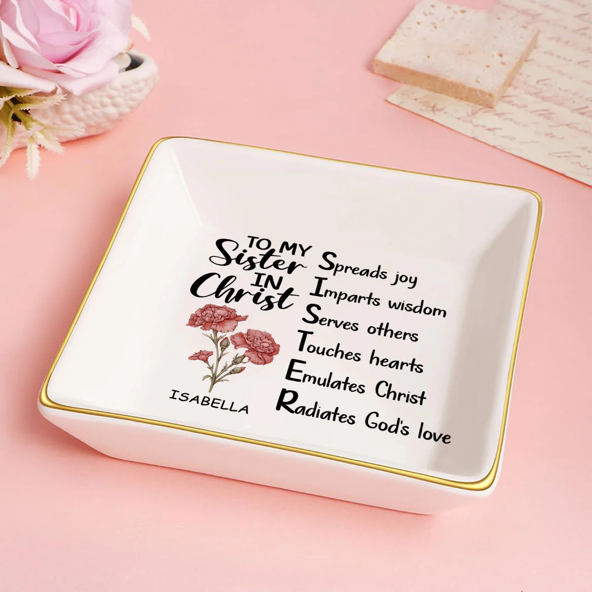 To My Sister In Christ Birth Month - Personalized Jewelry Dish - Gift For Bestie, Sister NH96 - Image 5