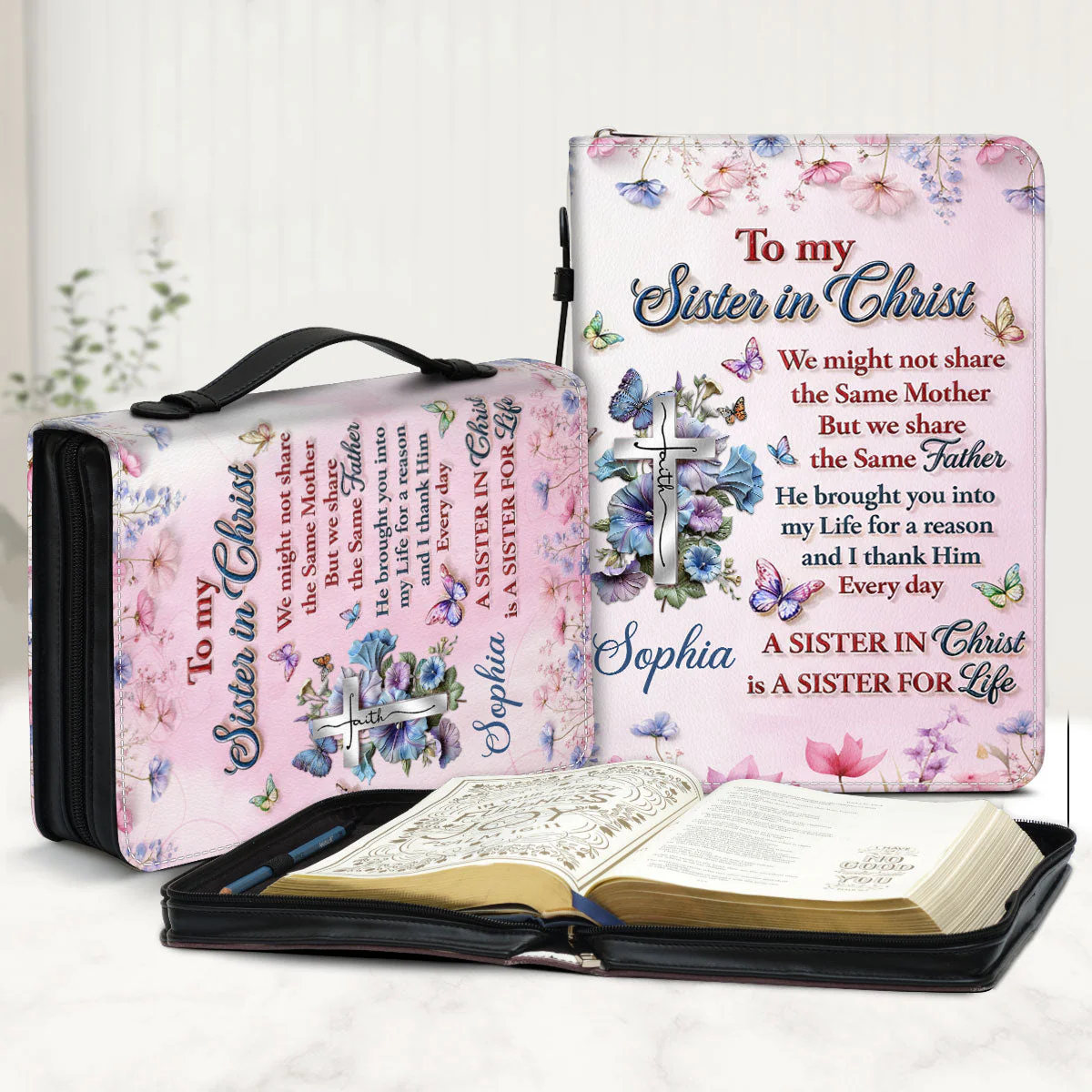 To My Sister In Christ - Personalized Bible Cover - Christant Gift For Sister