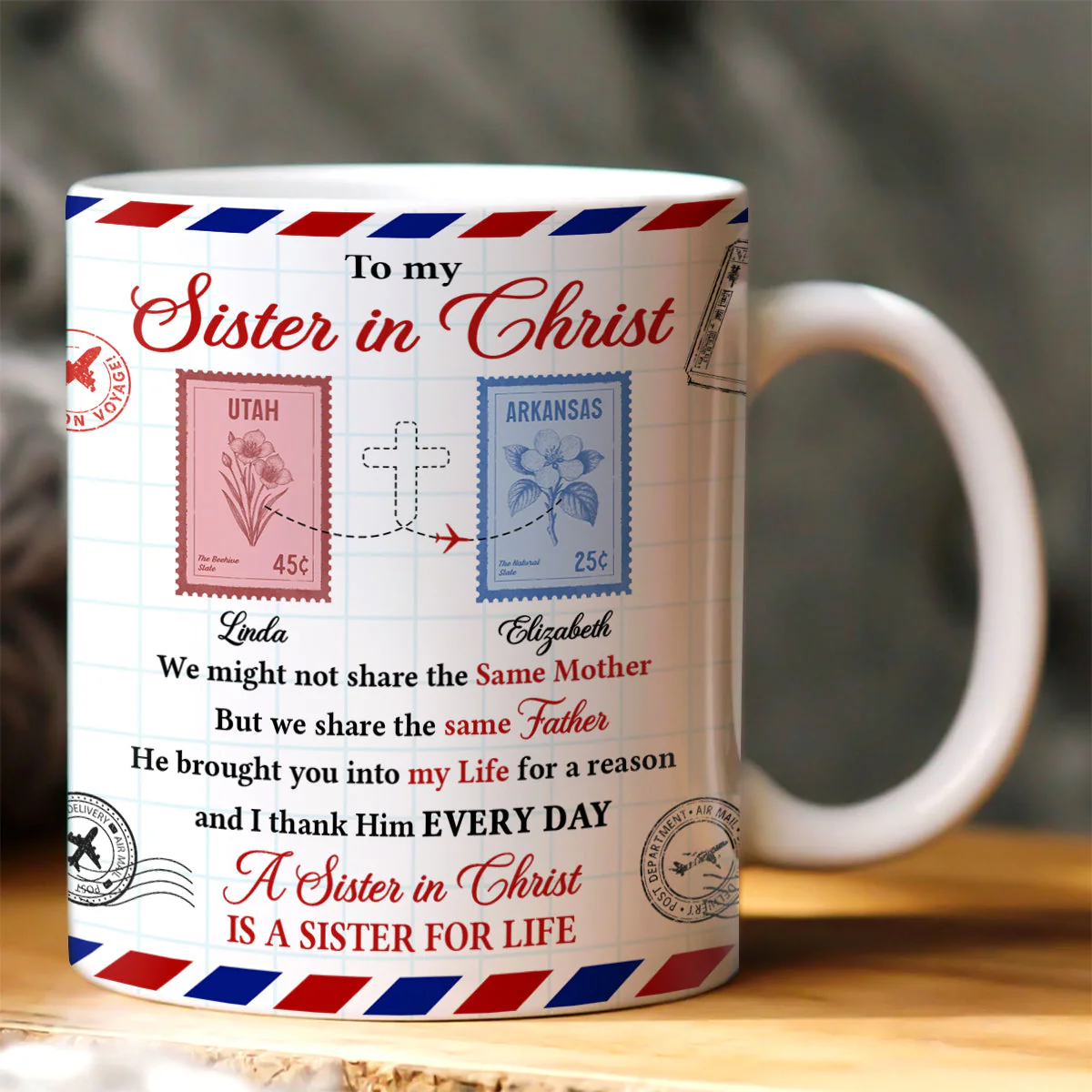 To My Sister In Christ - Personalized Ceramic Coffee Mug - Christian Gift For Sister BA01