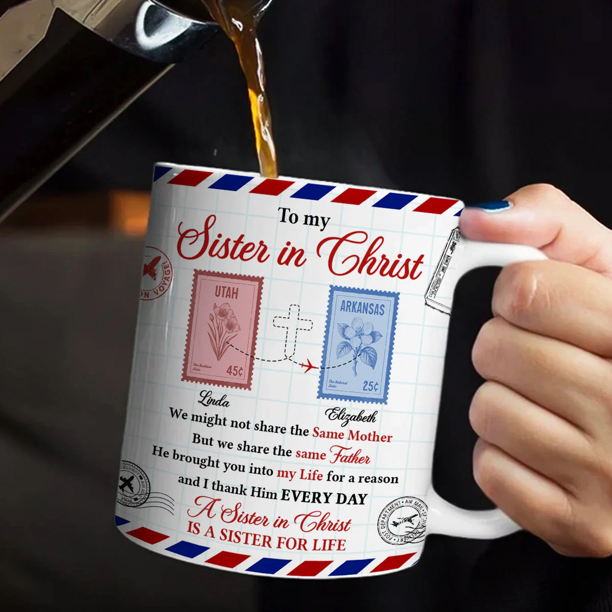 To My Sister In Christ - Personalized Ceramic Coffee Mug - Christian Gift For Sister BA01 - Image 5