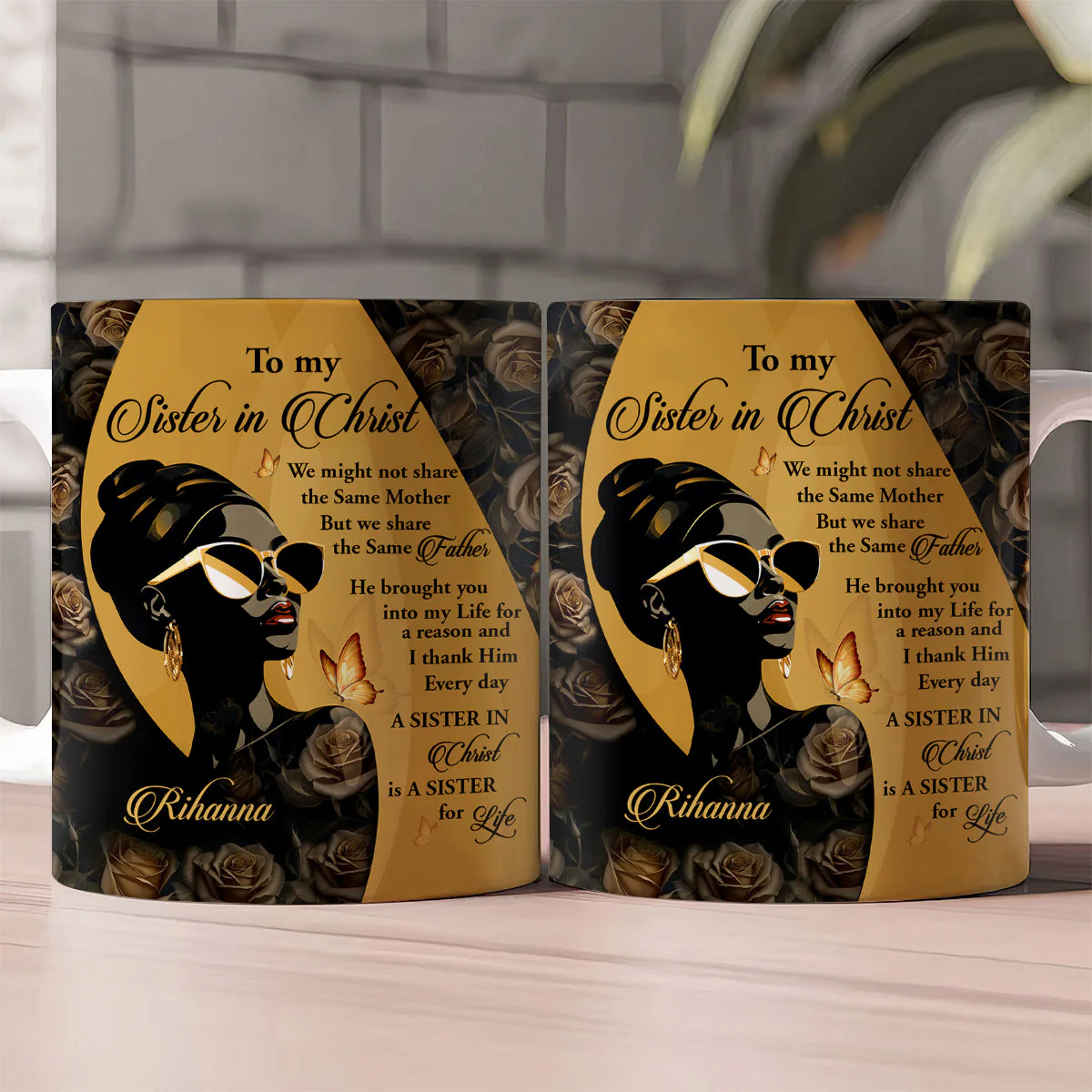 To My Sister In Christ - Personalized White Edge-to-Edge Coffee Mug - Christian Gift For African Sister - Image 2