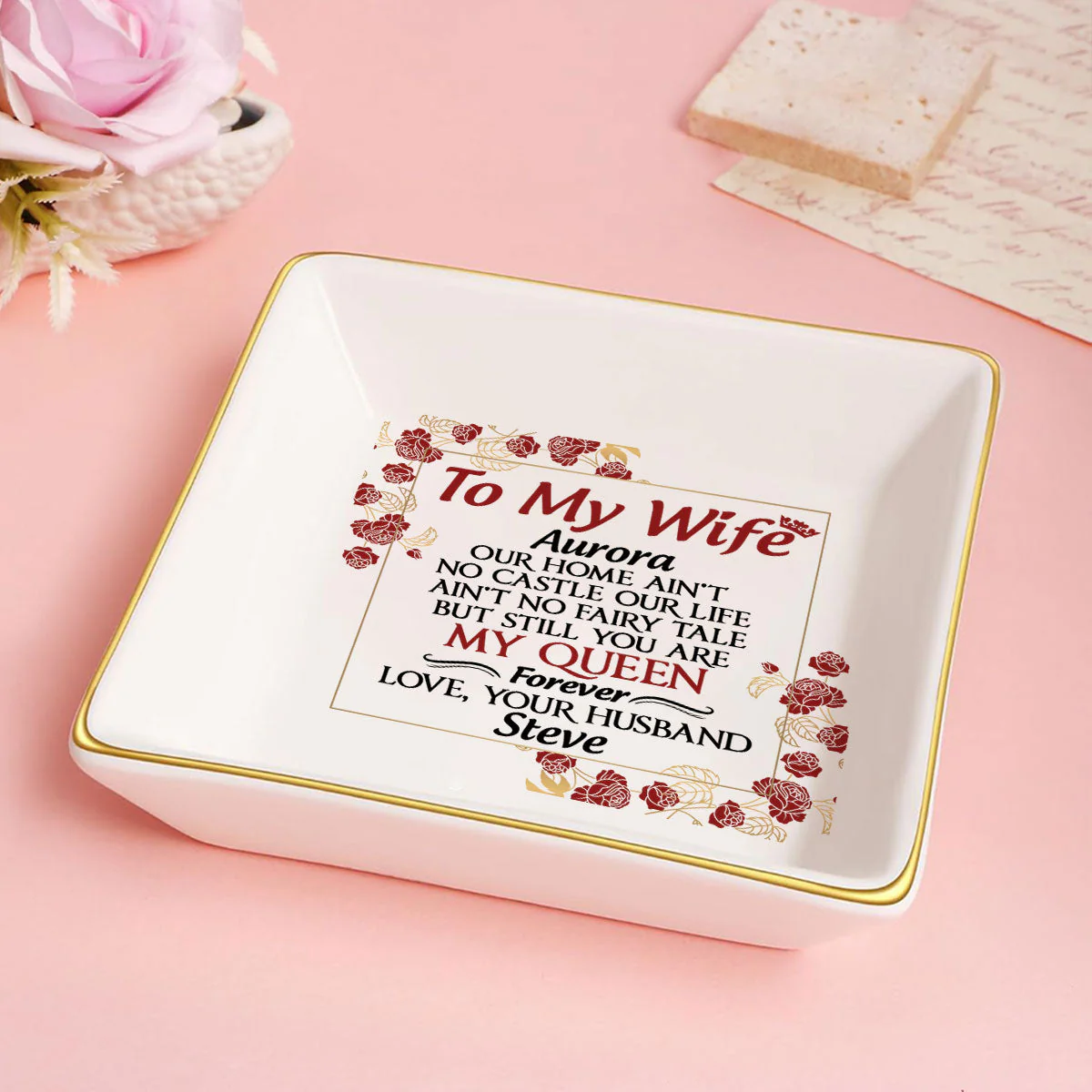 To My Wife - Personalized Jewelry Dish - Gift For Girlfriend, Wife - NH96 - Image 5