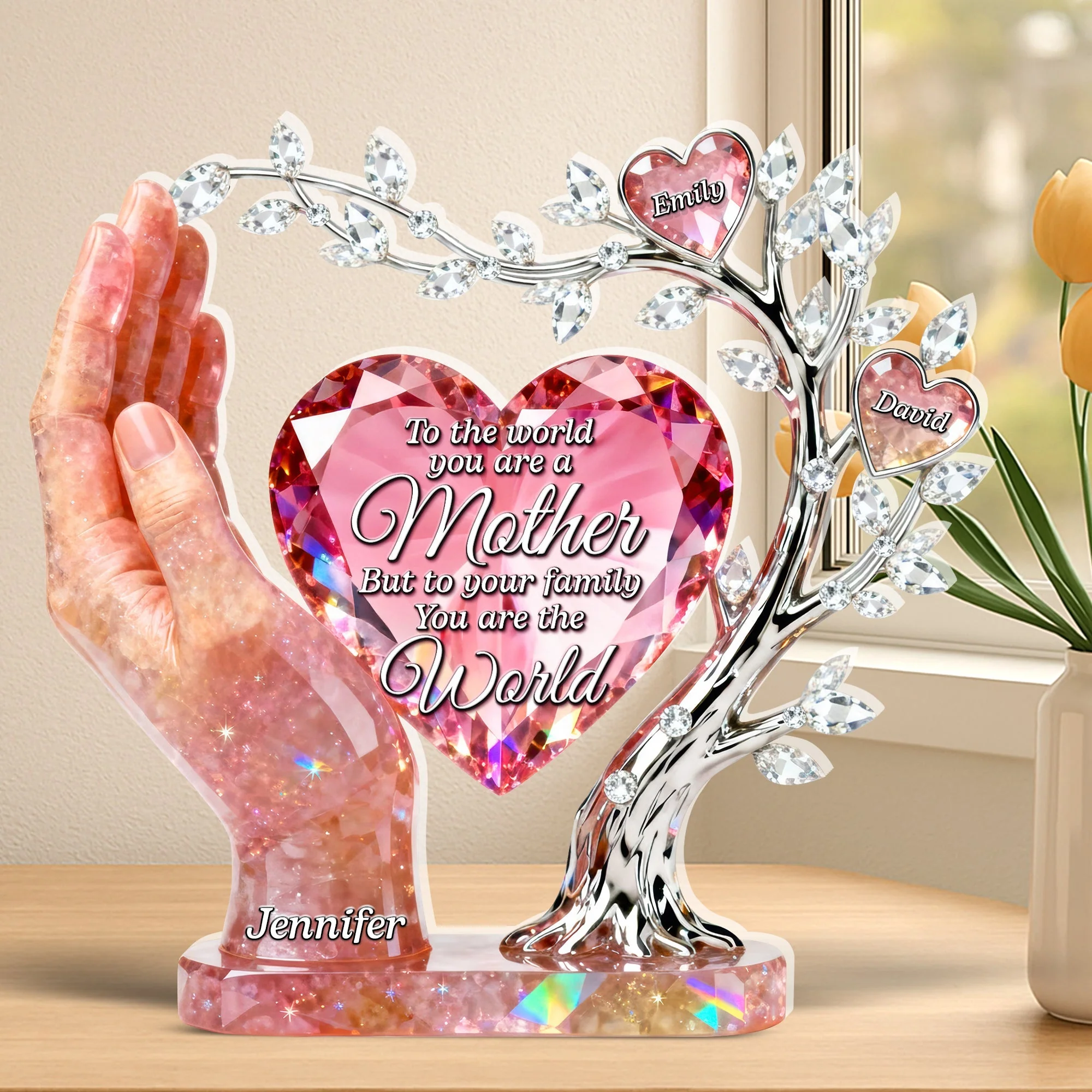 To Our Family Mother Is The World - Personalized Custom Shaped Acrylic Plaque - Gift For Mom, Grandma  NL122 - Image 3