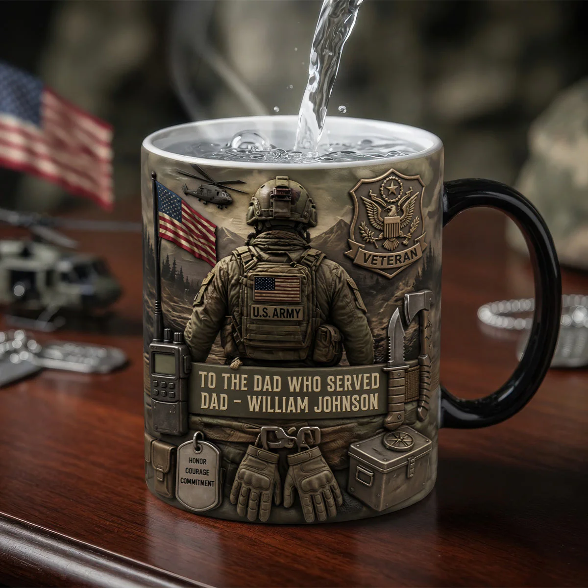 To The Dad Who Served Dad - Personalized Color Changing Mug - Gift For Dad, Veterans - Image 2