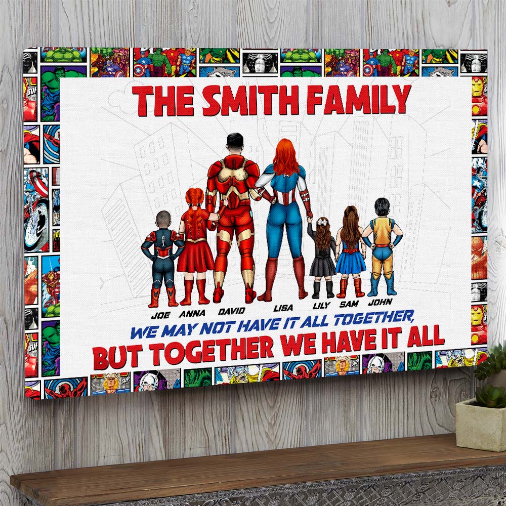 Super Hero Together Heroes Family Have It All, Personalized Canvas Print - CL02 PT
