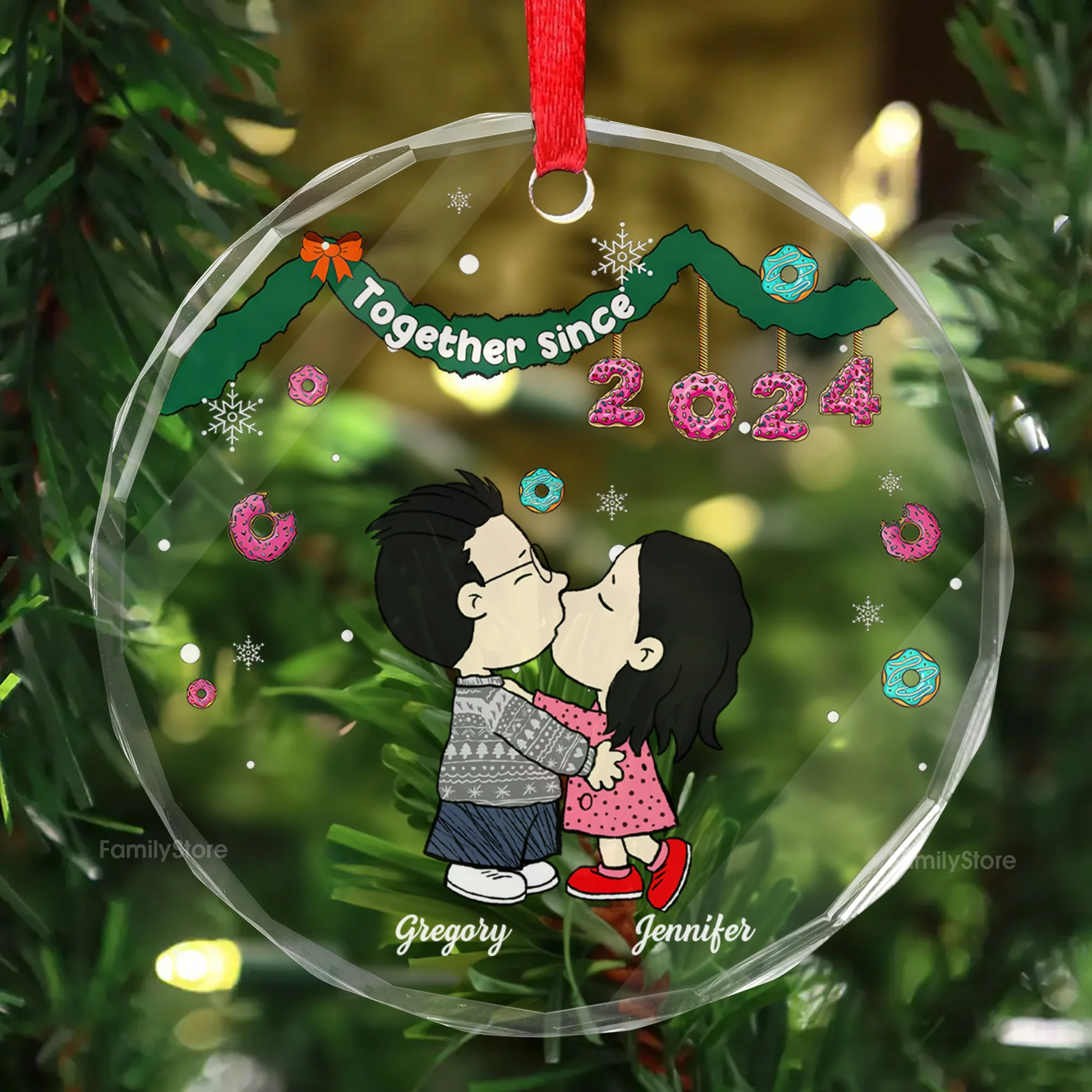 Together Sice Peanut - Personalized Glass Ornament - Gift For Couple, Husband Wife - CL45 NH96 - Image 2