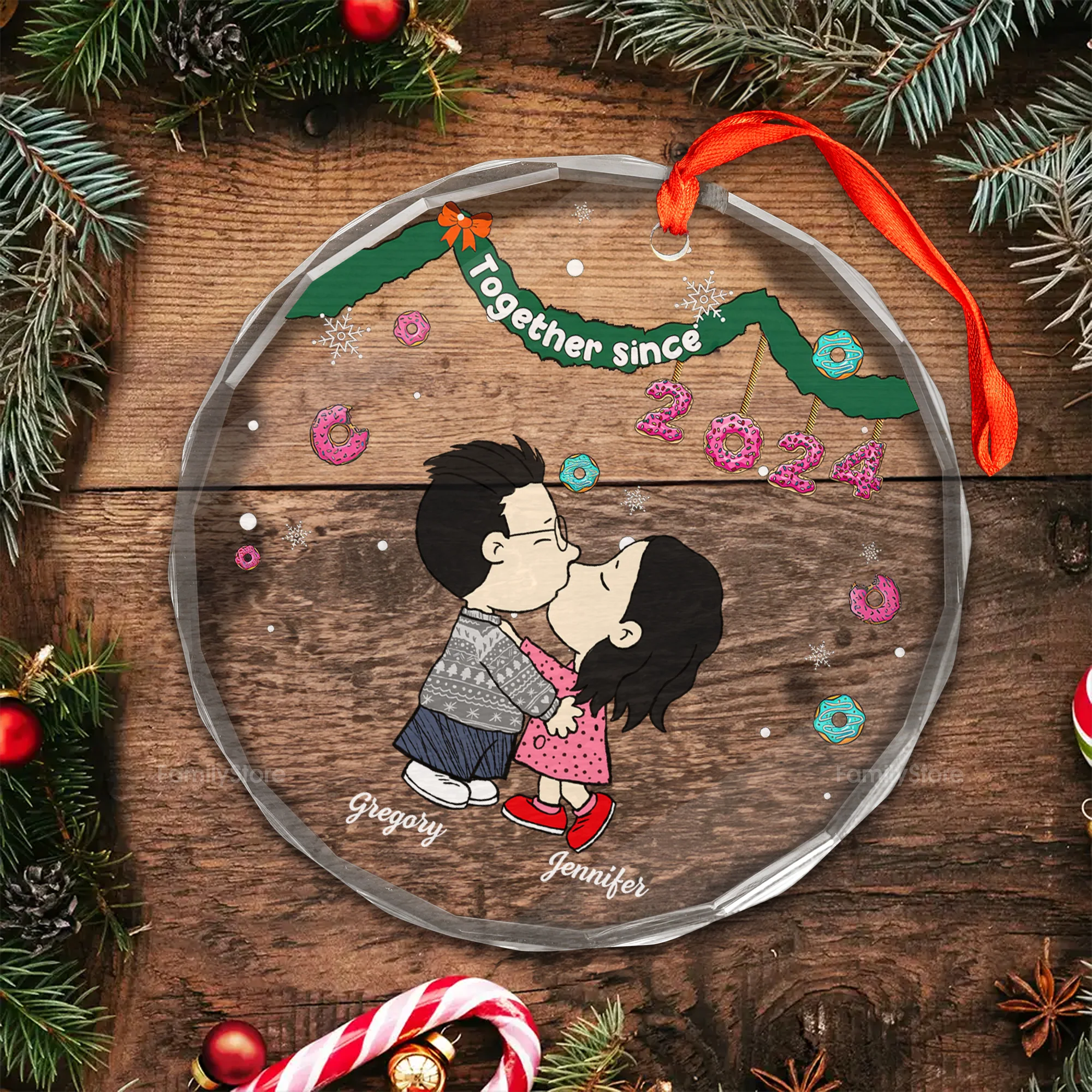 Together Sice Peanut - Personalized Glass Ornament - Gift For Couple, Husband Wife - CL45 NH96 - Image 4
