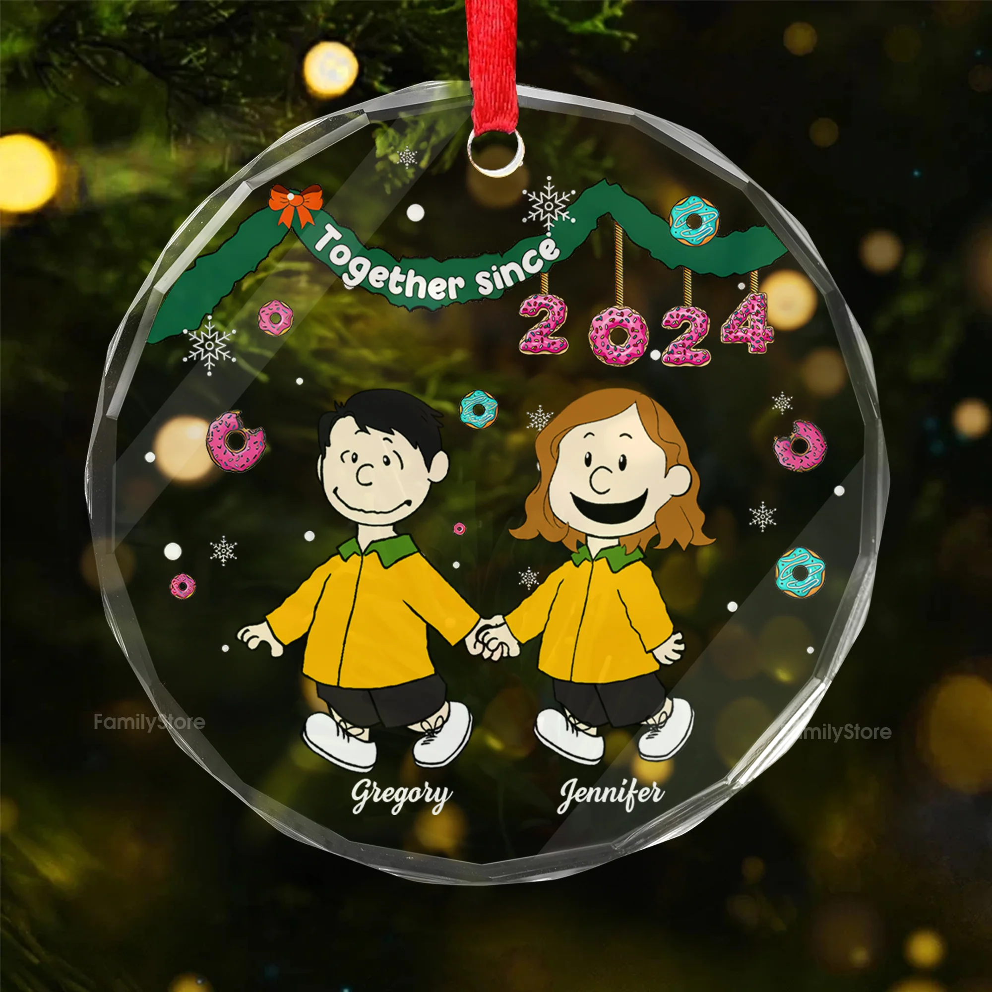 Together Sice Peanut - Personalized Glass Ornament - Gift For Couple, Husband Wife - CL48 NH96
