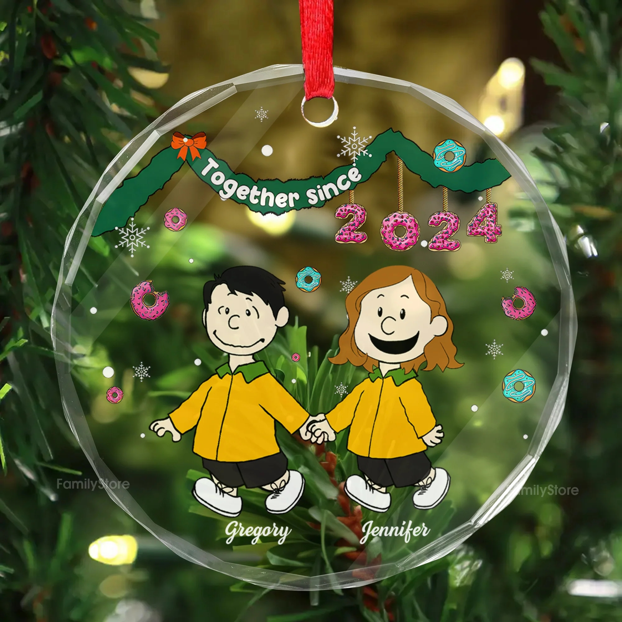 Together Sice Peanut - Personalized Glass Ornament - Gift For Couple, Husband Wife - CL48 NH96 - Image 2