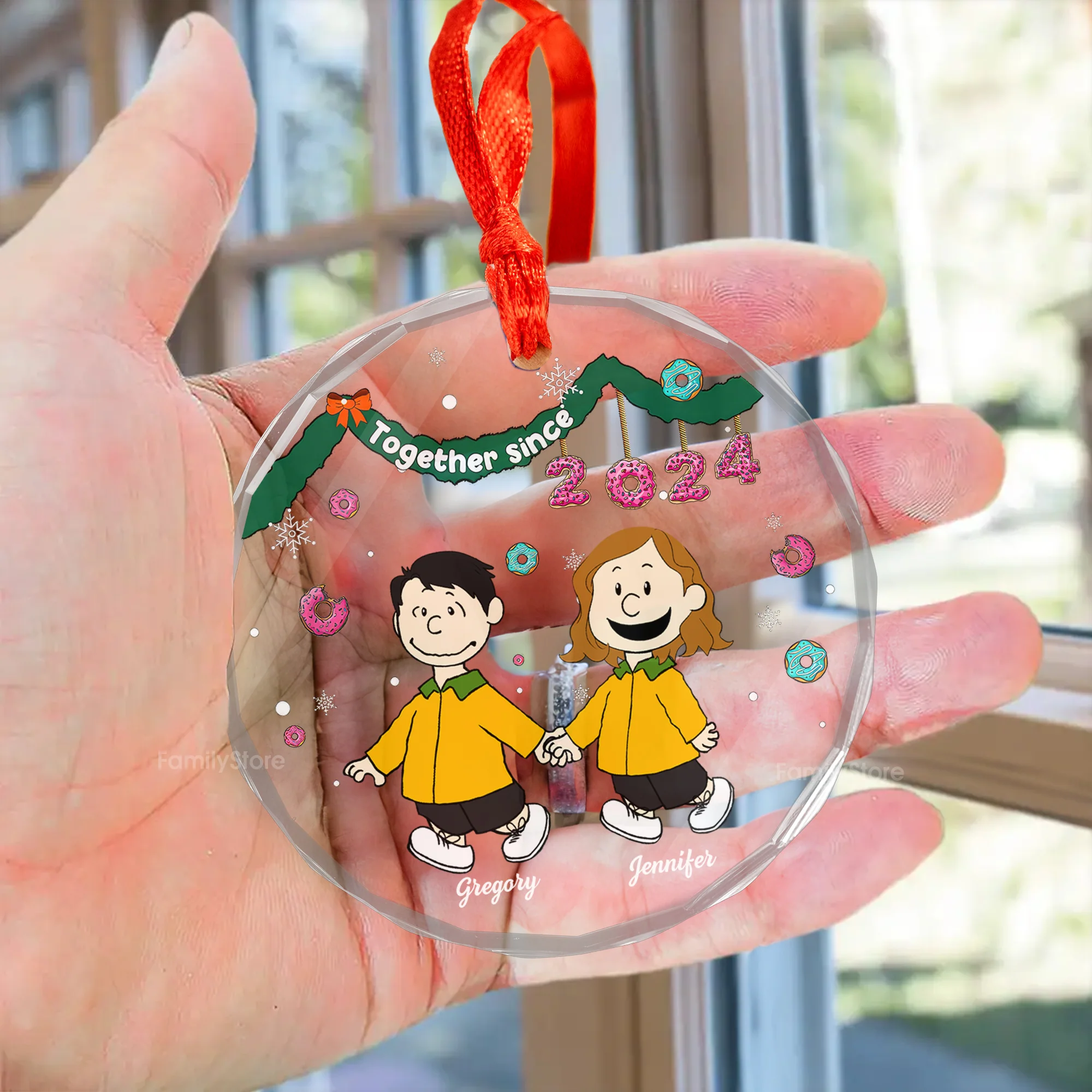 Together Sice Peanut - Personalized Glass Ornament - Gift For Couple, Husband Wife - CL48 NH96 - Image 3