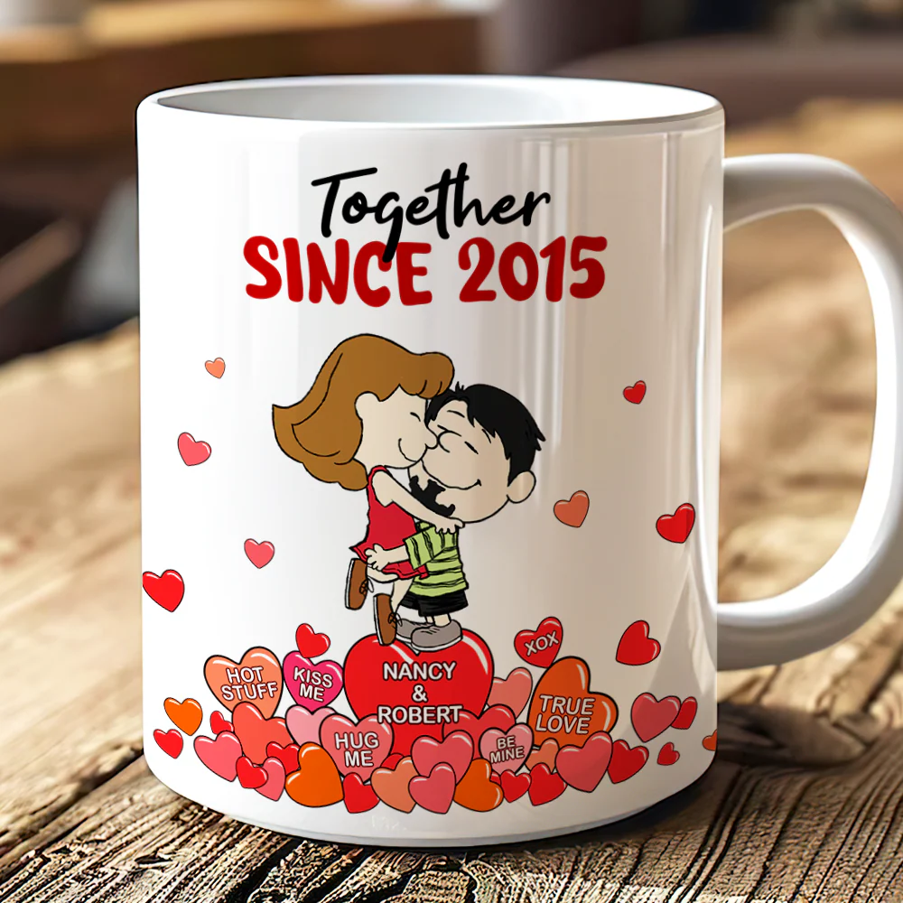 Together Since 2021 Peanut Couple - Personalized Coffee Mug - Gift For Couple, Husband Wife | GR8 NH96 - Image 3