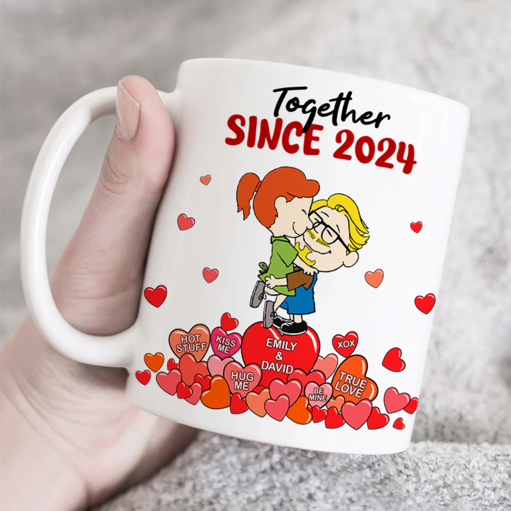 Together Since 2021 Peanut Couple - Personalized Coffee Mug - Gift For Couple, Husband Wife | GR8 NH96 - Image 5