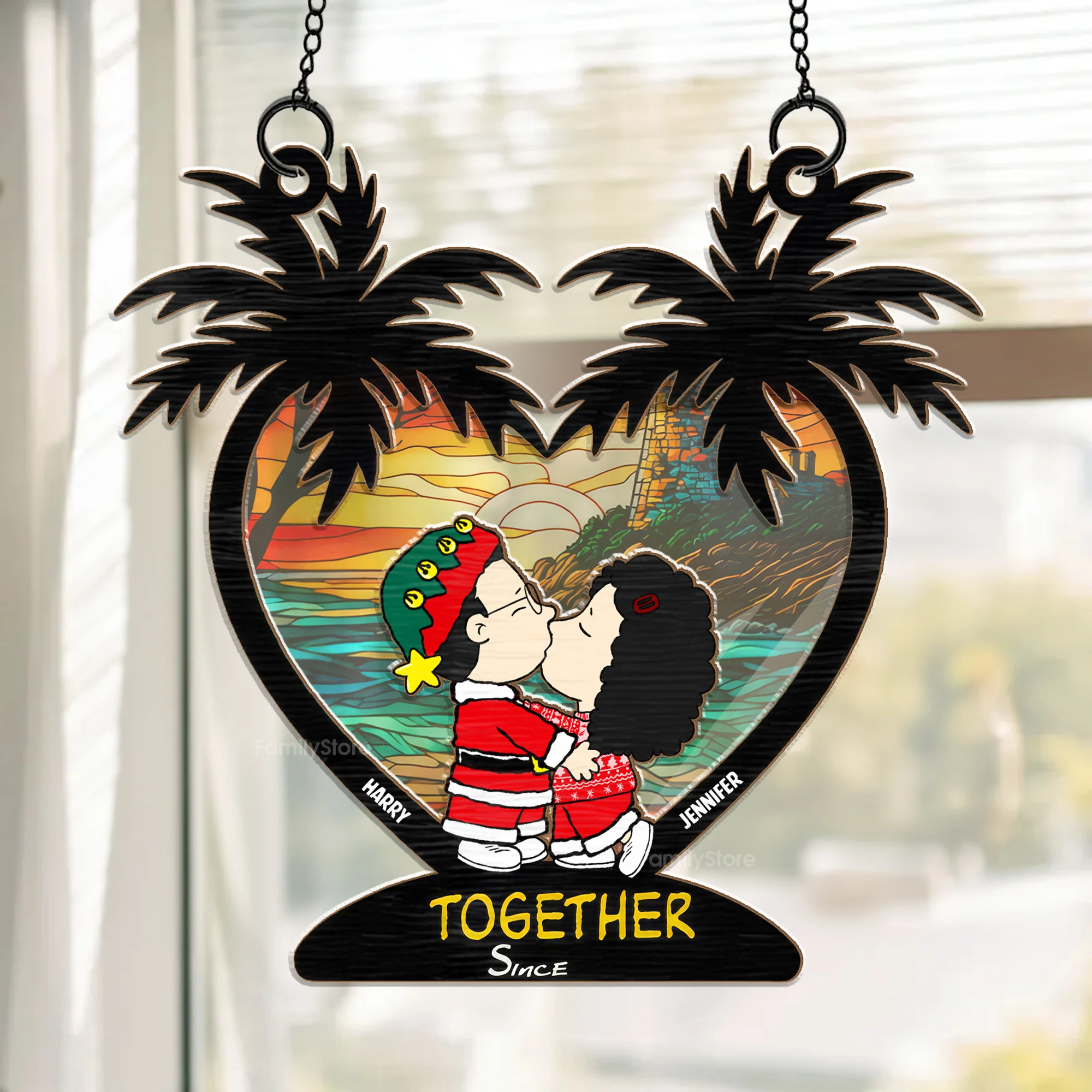 Together Since Peanut - Personalized  Window Hanging Window Hanging Suncatcher Ornament - Gift For Couple, Husband Wife - CL45 NH96