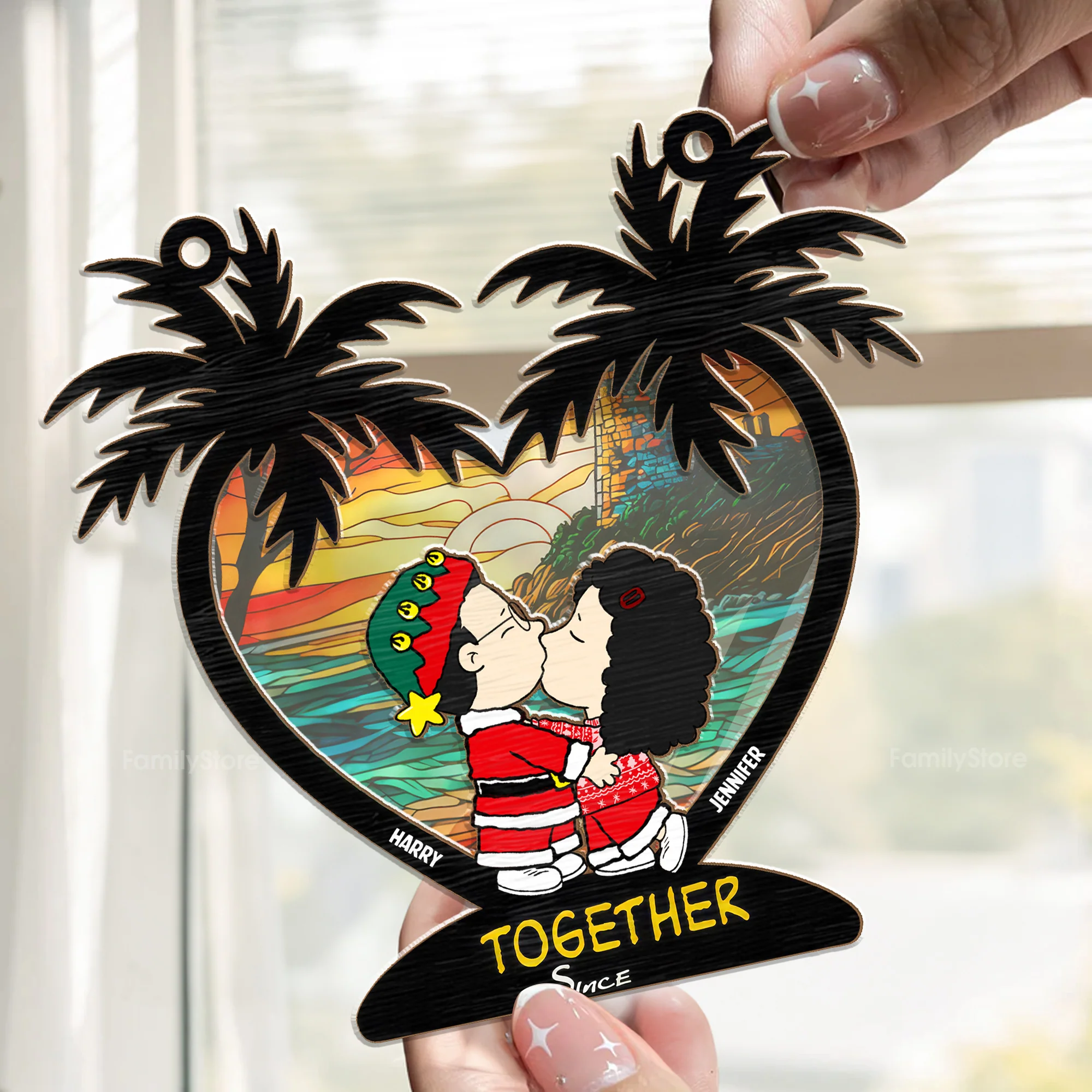 Together Since Peanut - Personalized  Window Hanging Window Hanging Suncatcher Ornament - Gift For Couple, Husband Wife - CL45 NH96 - Image 2