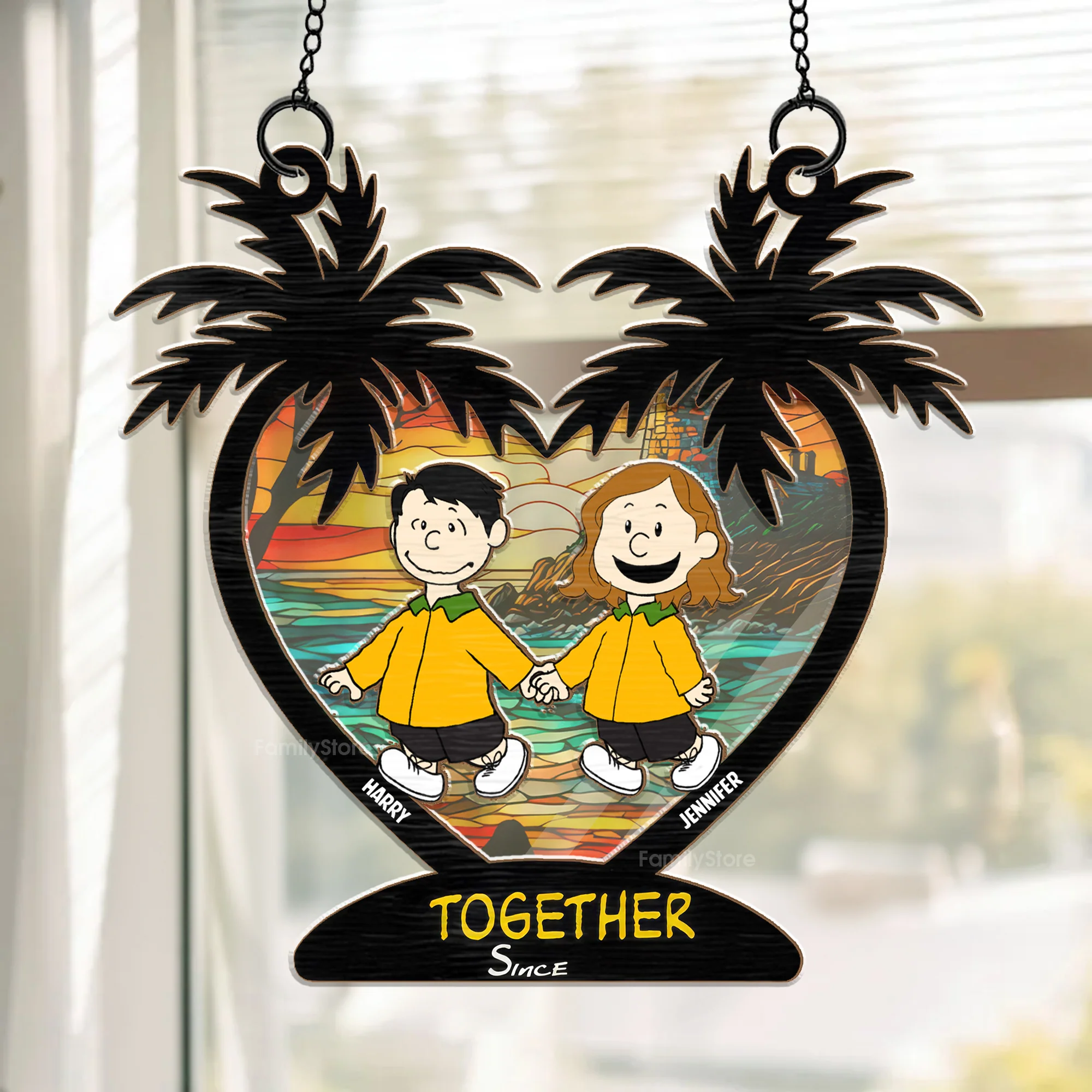 Together Since Peanut - Personalized  Window Hanging Window Hanging Suncatcher Ornament - Gift For Couple, Husband Wife - CL48 NH96