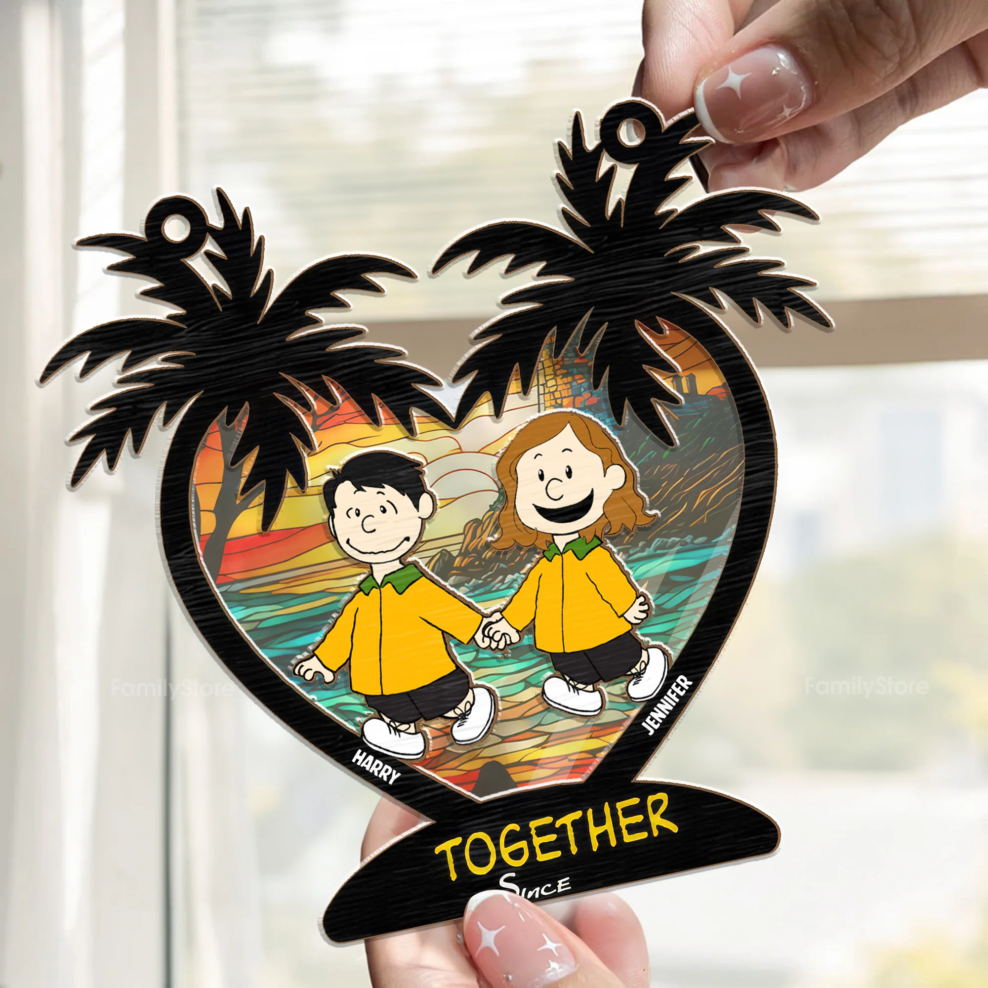 Together Since Peanut - Personalized  Window Hanging Window Hanging Suncatcher Ornament - Gift For Couple, Husband Wife - CL48 NH96 - Image 2