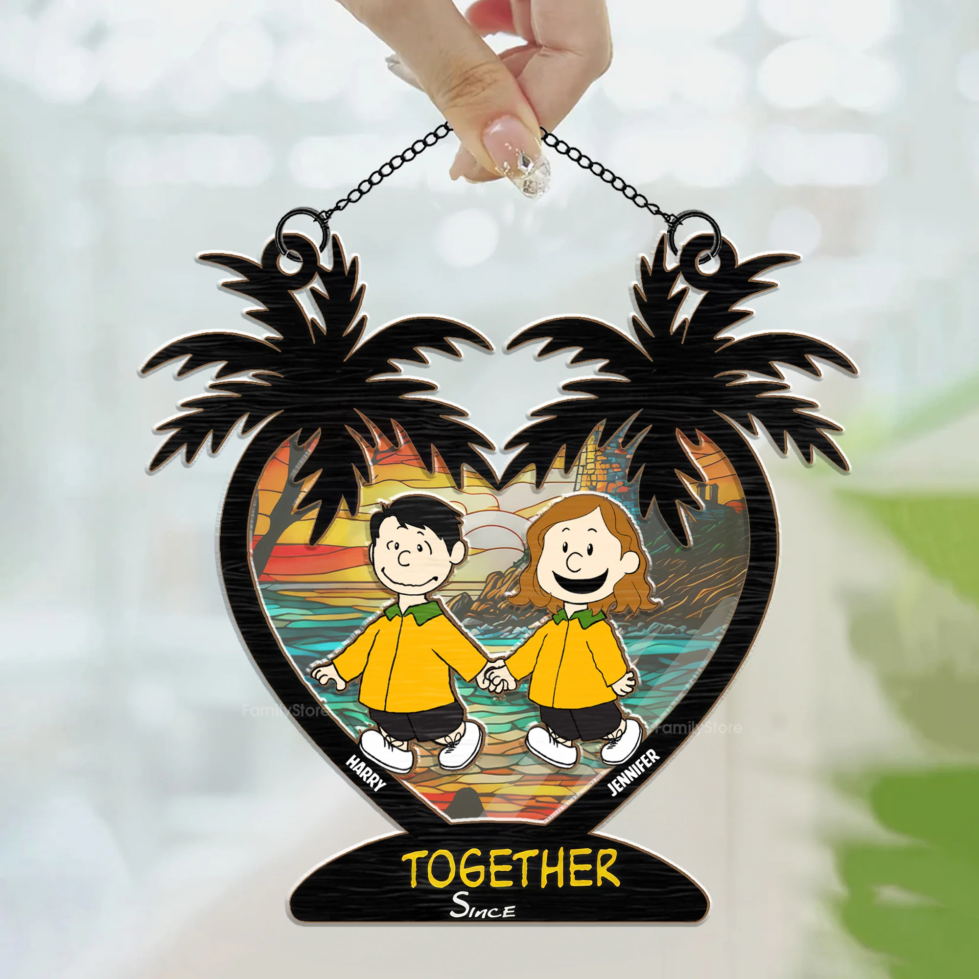 Together Since Peanut - Personalized  Window Hanging Window Hanging Suncatcher Ornament - Gift For Couple, Husband Wife - CL48 NH96 - Image 3
