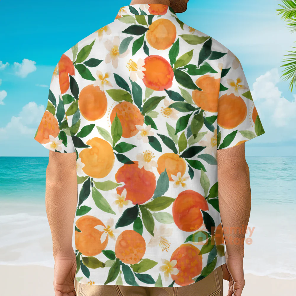 Tropical Fruit Orange Pattern - Hawaiian Shirt - Image 2