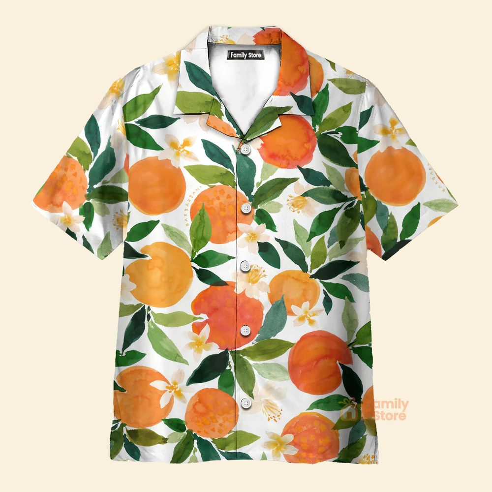 Tropical Fruit Orange Pattern - Hawaiian Shirt - Image 3